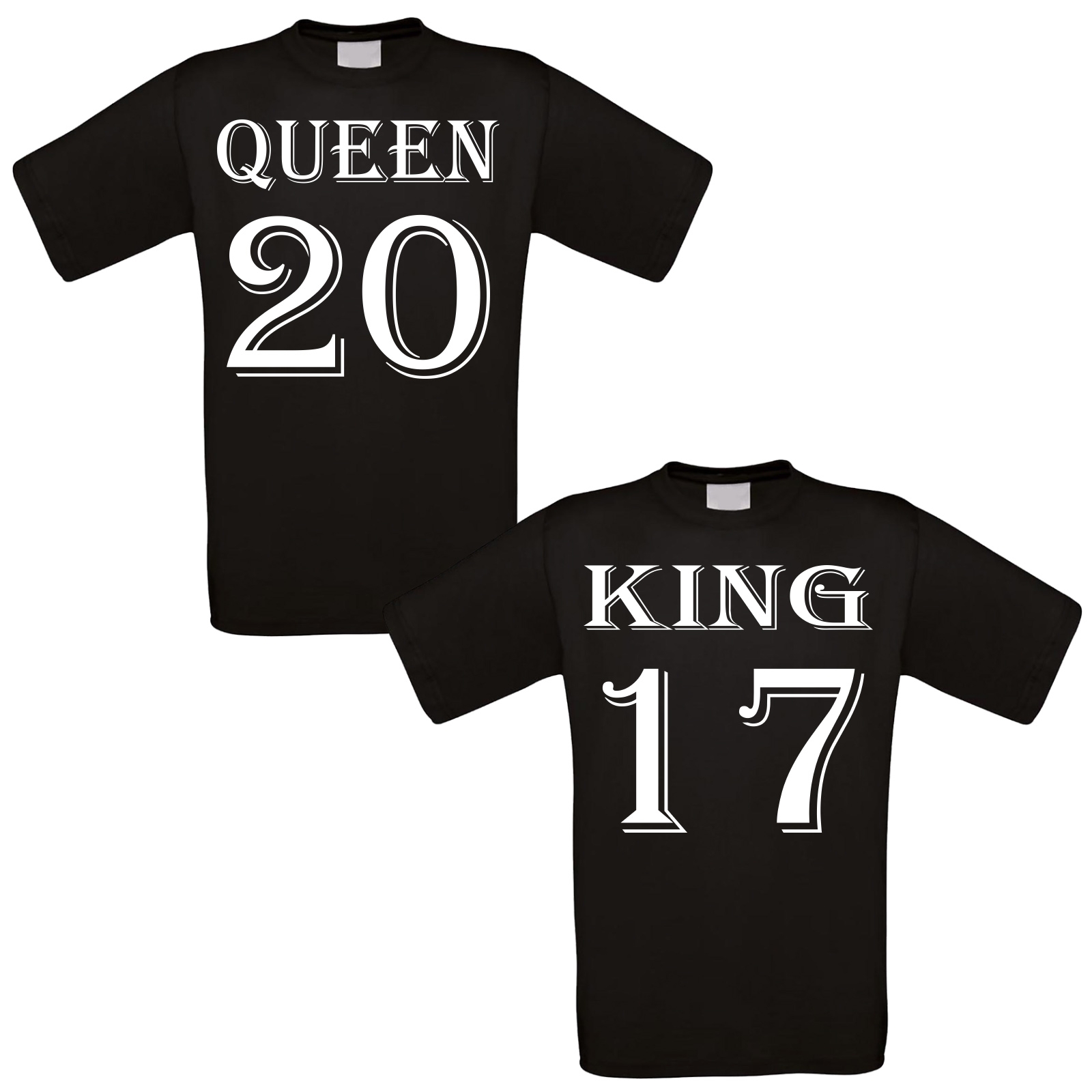 Partnershirt schwarz 2er Set King Queen individualisierbar  - Onlineshop LieblingsMensch
