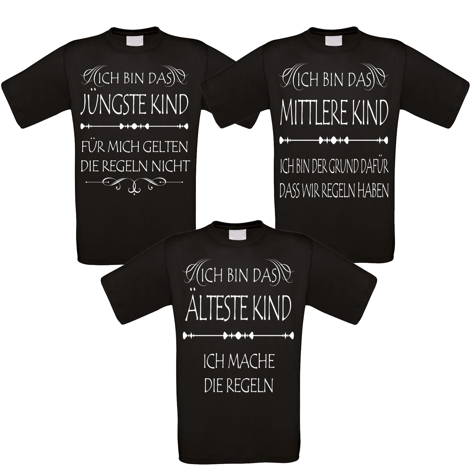 Familienshirts schwarz oder weiß 2er 3er 4er oder 5er Set Kinder und die Regeln  - Onlineshop LieblingsMensch