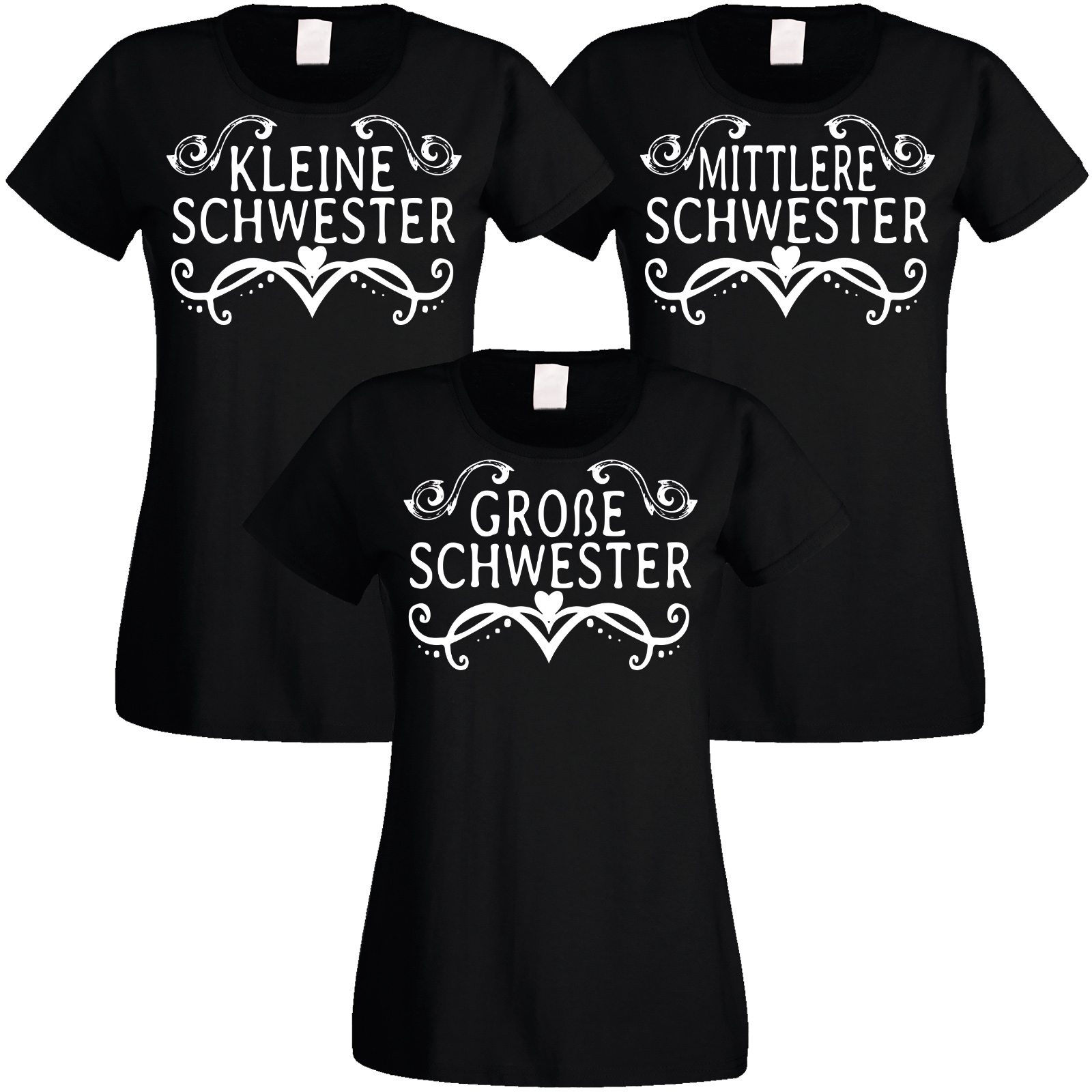 Familienshirts schwarz oder weiß 2er 3er 4er oder 5er Set Schwestern  - Onlineshop LieblingsMensch