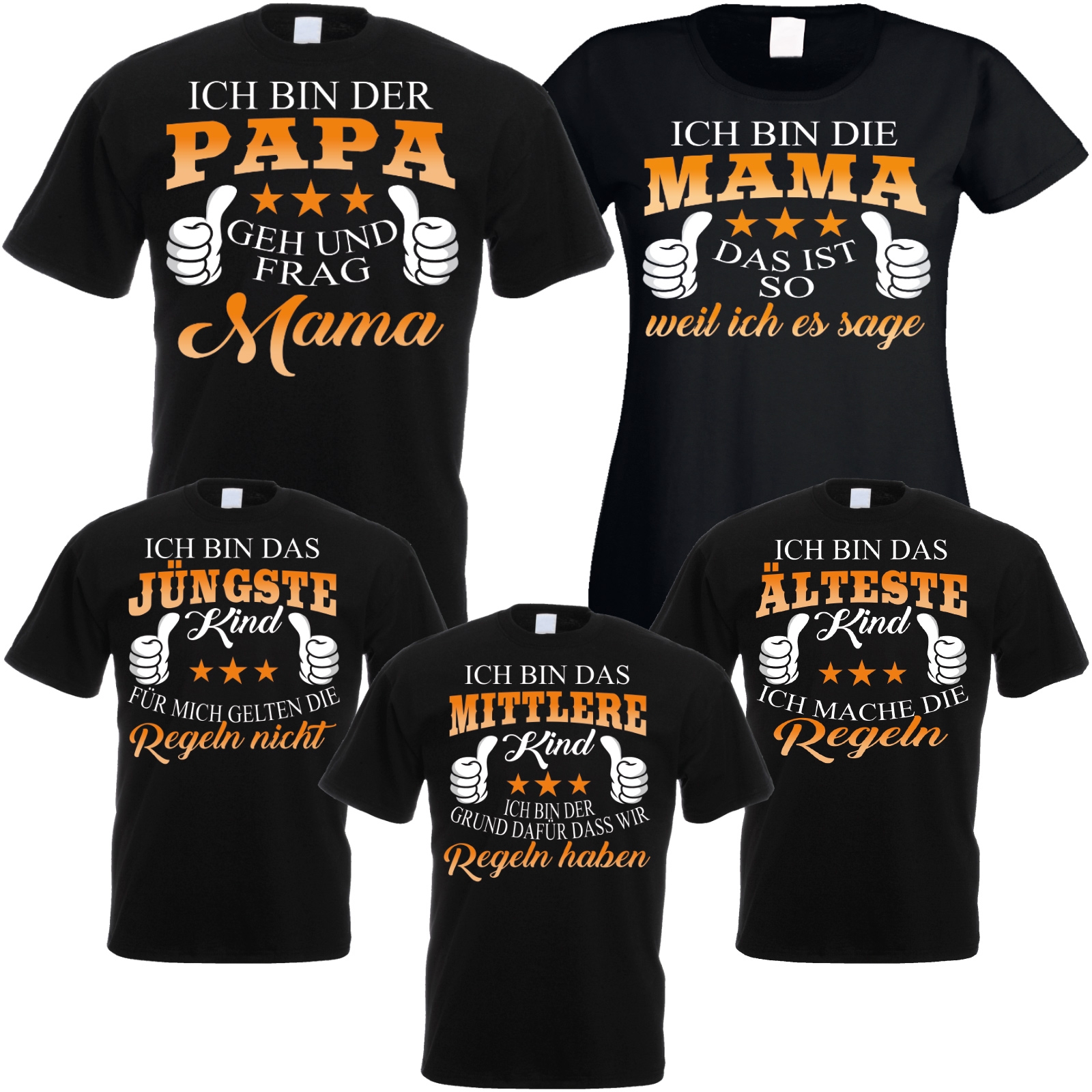 Familienshirts schwarz oder weiß 4er 5er 6er oder 7er Set Die Regeln der Familie  - Onlineshop LieblingsMensch