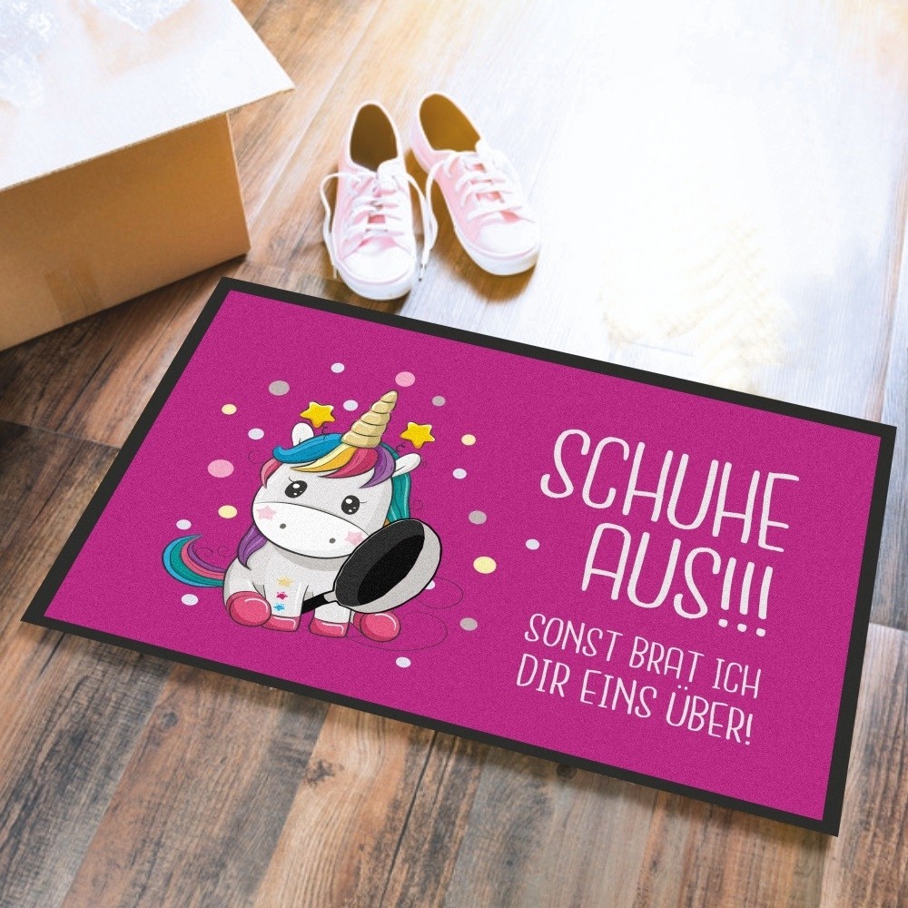 Fußmatte Einhorn Sternenhimmel - Schwarz - Geschenk, Schmutzmatte