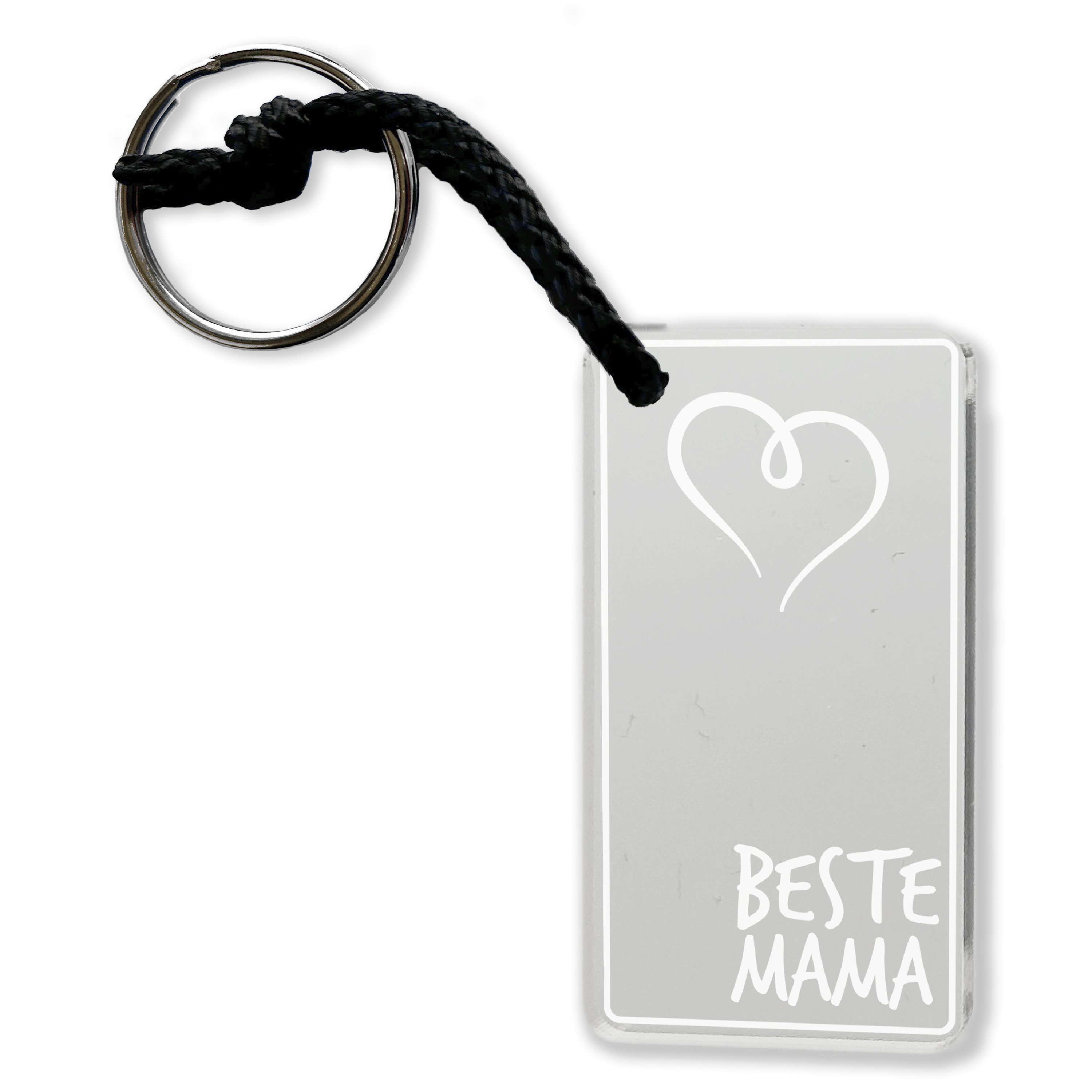 Gravur Acryl Schlüsselanhänger mit reißfester Schnur | Beste Mama | Liebes Schlüsselanhänger als Geschenk für die Mutter | hochwertige Lasergravur | Geburtstag | Muttertag