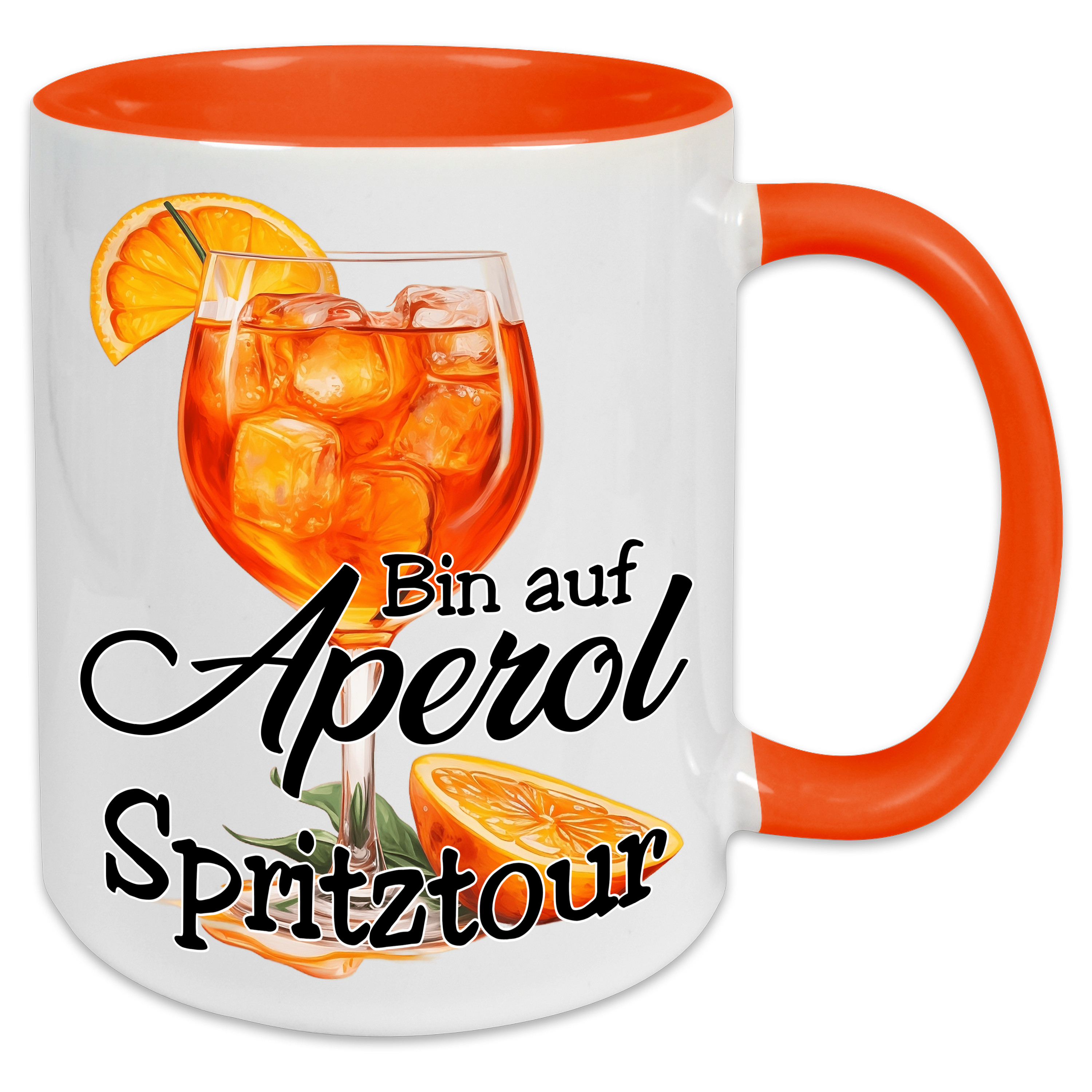 Tasse mit lustigem Spruch | Bin auf Aperol Spritztour | Keramiktasse für Kollegin oder Freundin zum Geburtstag Valentinstag | hochwertiger Druck optional mit Wunschtext auf der Rückseite