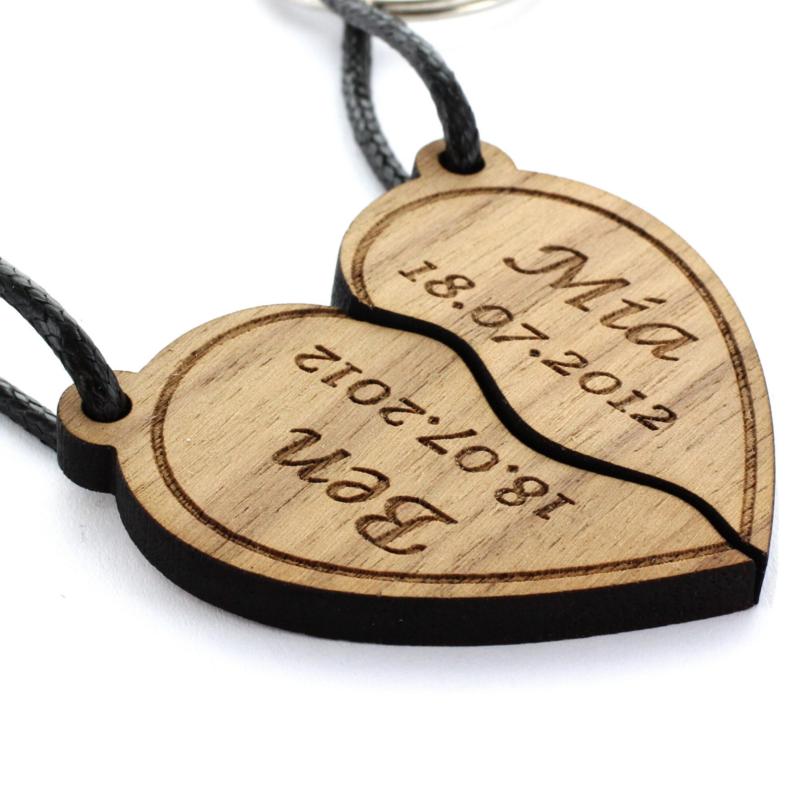Geteiltes Herz SILBER Herz-Box Schlüsselanhänger mit Gravur Jahrestag Geschenk 