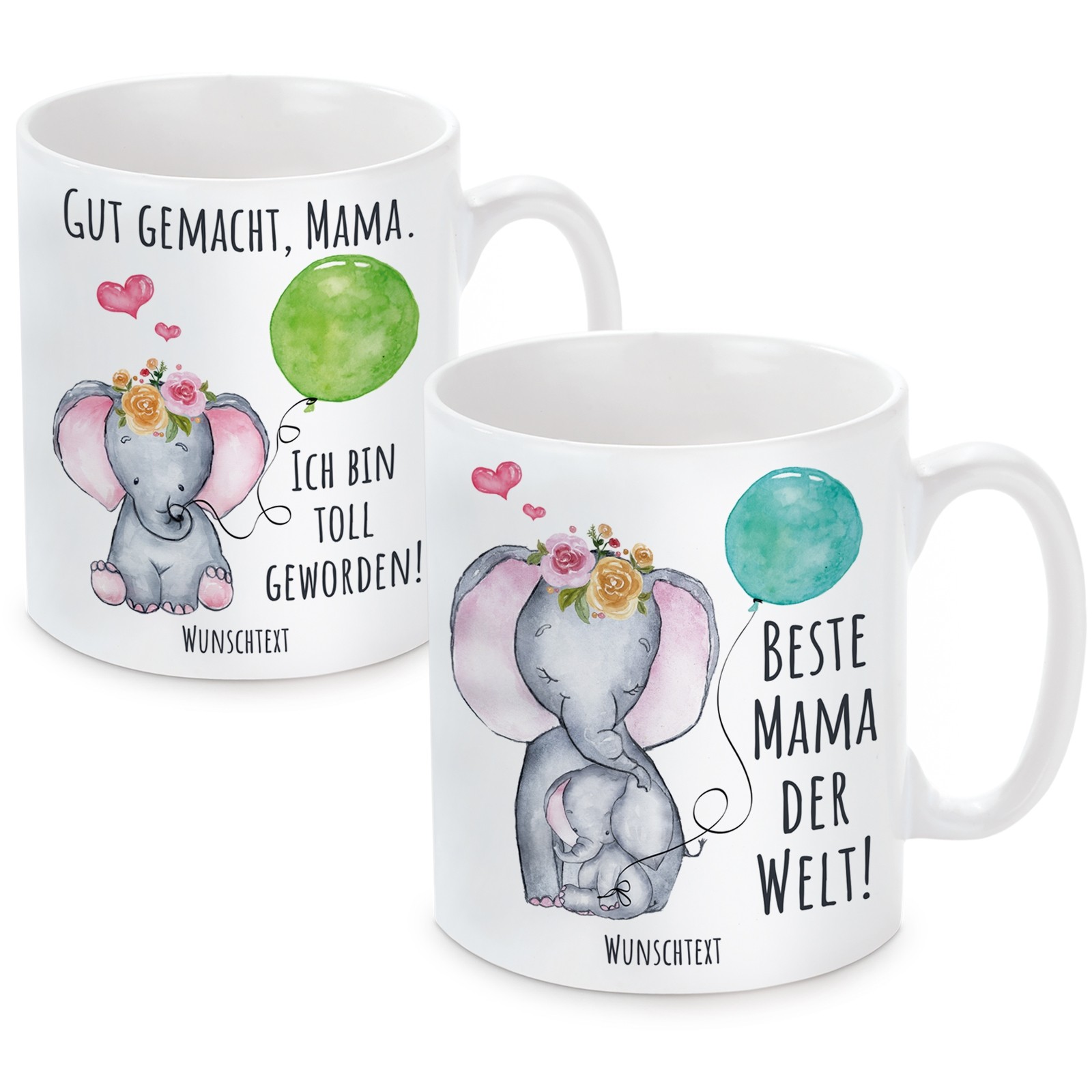 Set (2 Stück) -Tasse mit Motiv - Beste Mama der Welt! - Gut gemacht Mama. Ich bin Toll geworden! (personalisierbar)