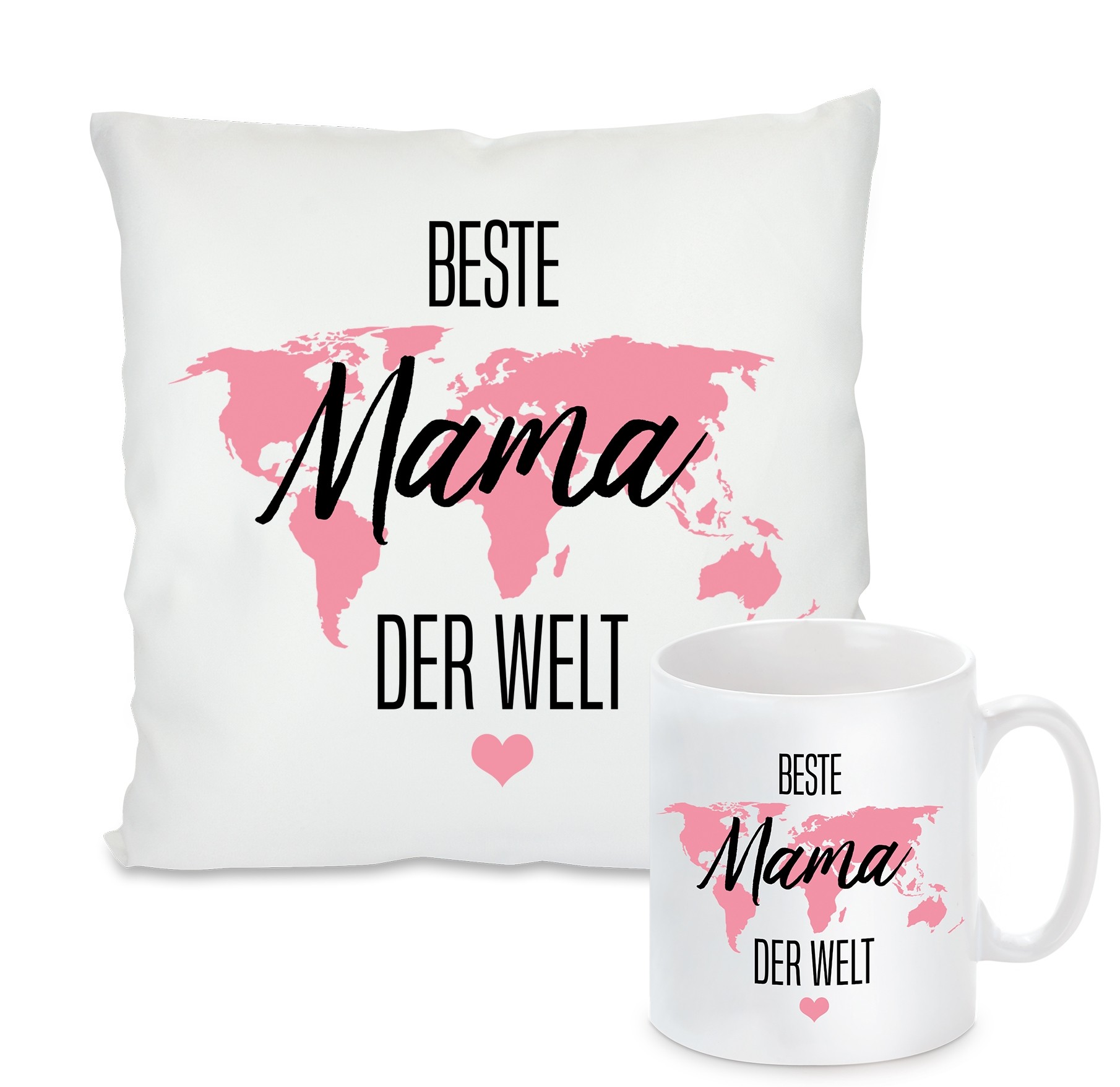 Kissen oder Tasse: Beste Mama der Welt - Weltkarte