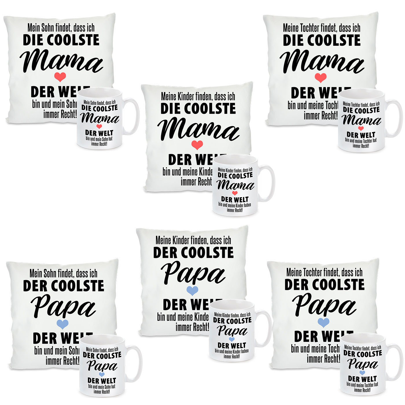 Kissen oder Tasse: Die coolste Mama / Der coolste Papa