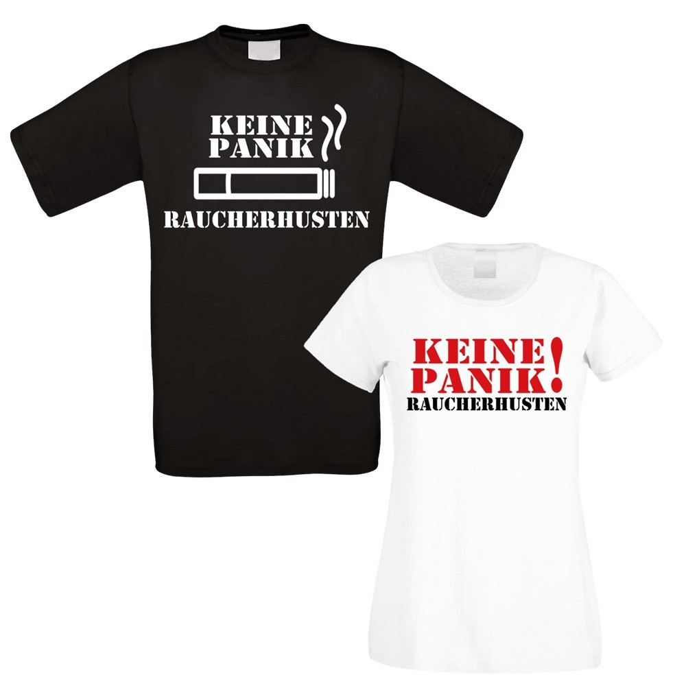  Funshirt weiß oder schwarz - Keine Panik! Raucherhusten