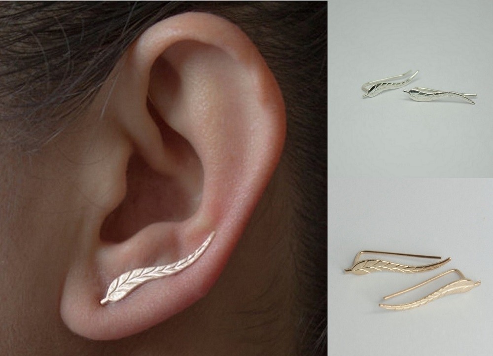 1 Paar ( 2 Stück ) Blätter Silber/Gold Ohrringe