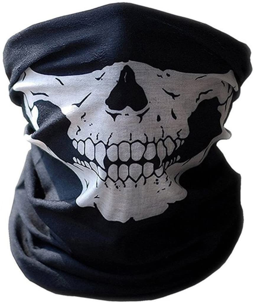  Premium Multifunktionstuch | Sturmmaske | Bandana | Schlauchtuch | Halstuch mit Totenkopf- Skelettmasken für Motorrad Fahrrad Ski Paintball Gamer Karneval Kostüm Skull Maske 