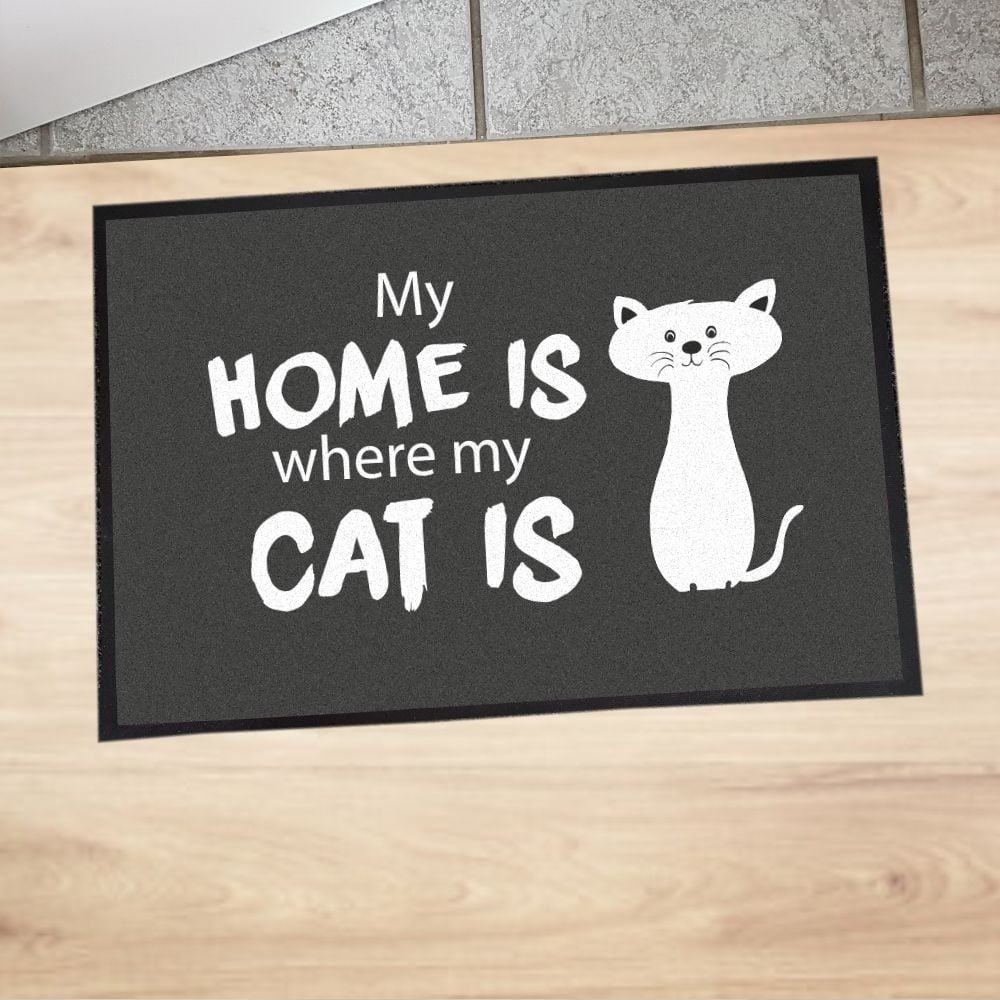 Fußmatte "My home is where my cat is"