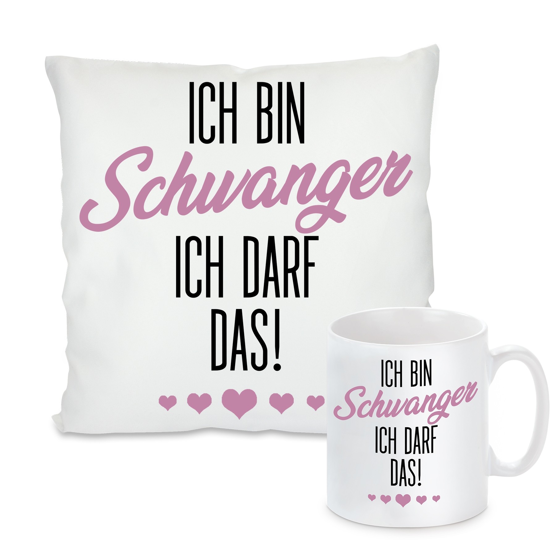 Kissen oder Tasse: Ich bin schwanger, ich darf das 