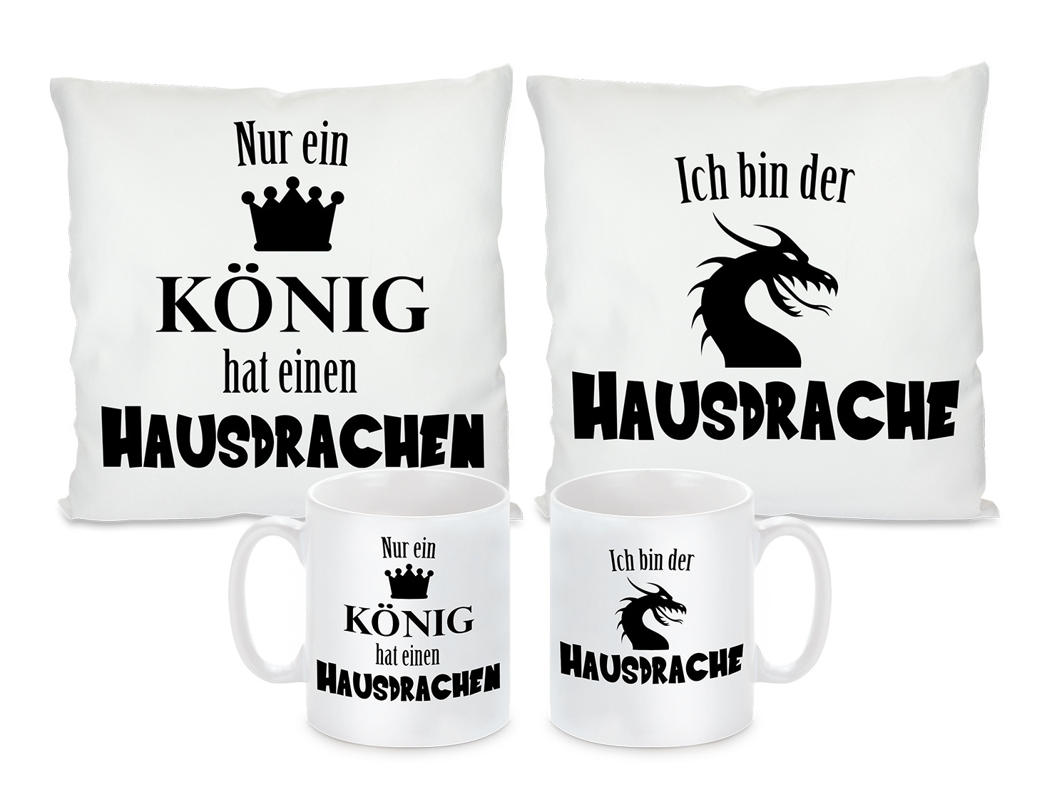 Kissen oder Tassen Set: Hausdrache