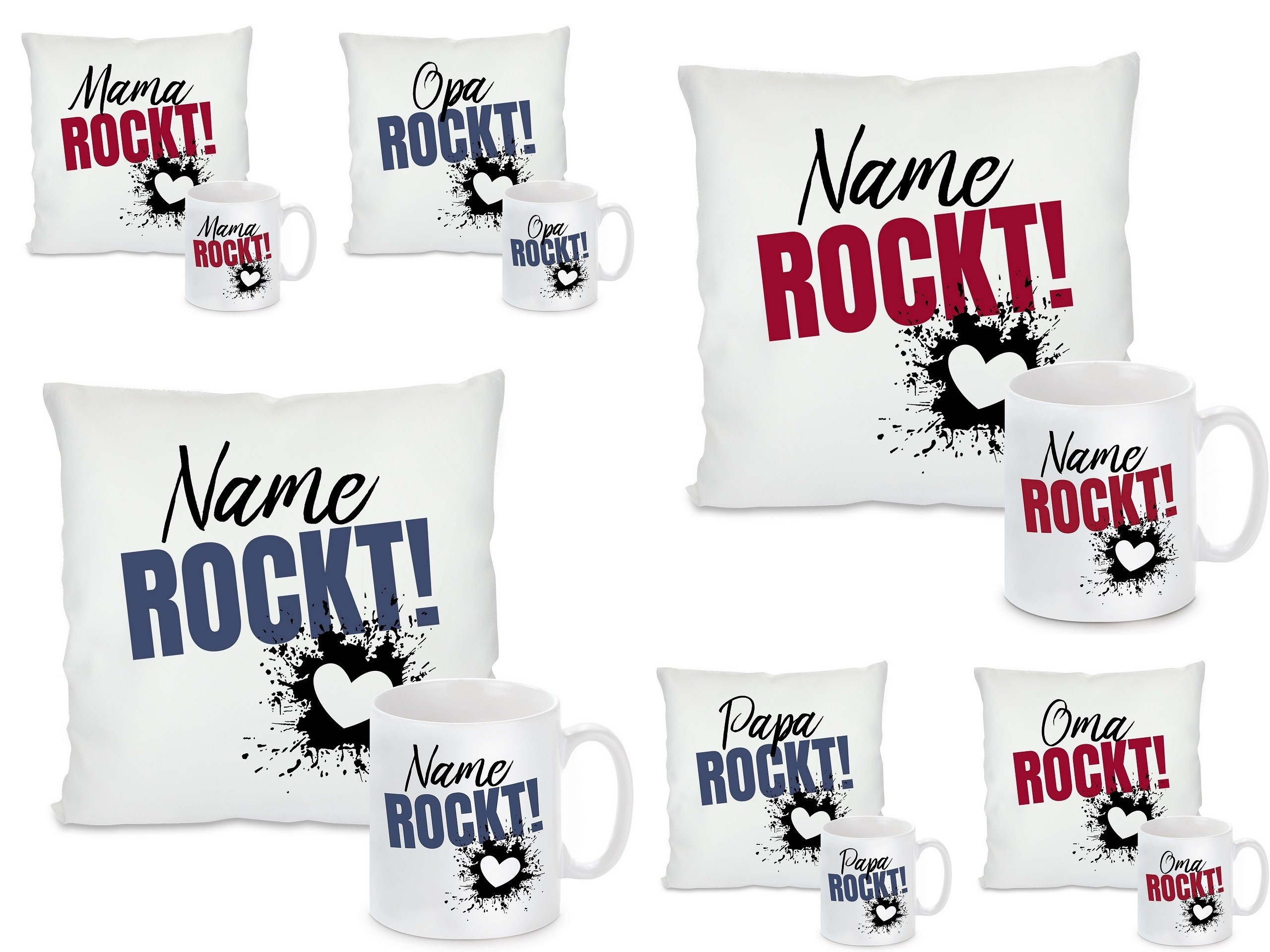 Kissen oder Tasse: Wunschmotiv oder Name ROCKT