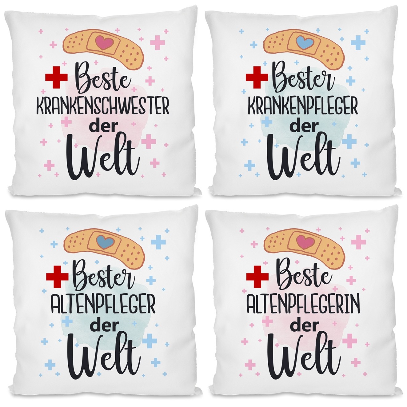 Kissen mit Motiv - Beste / bester Krankenschwester / Krankenpfleger / Altenpfleger / Altenpflegerin der Welt.