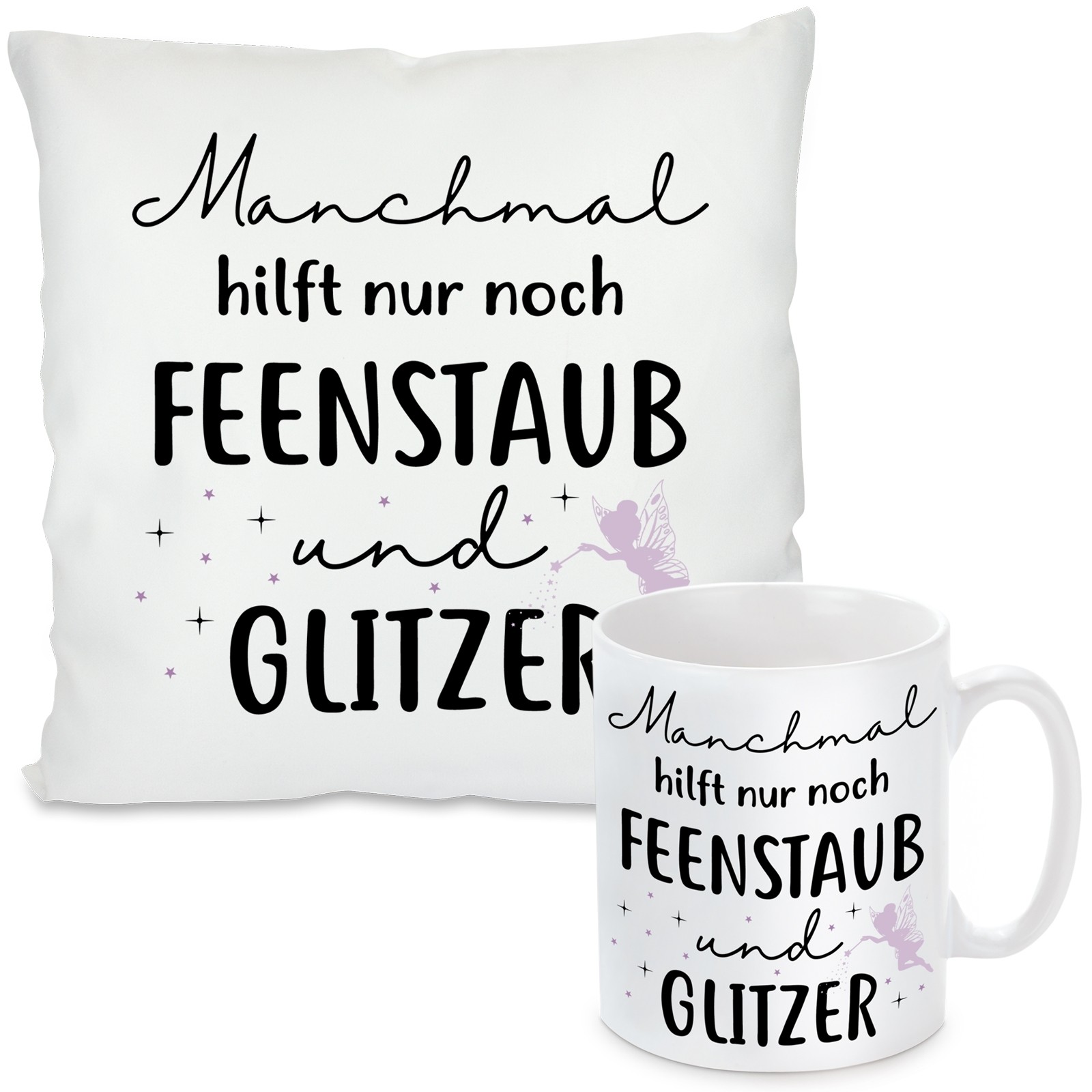 Kissen oder Tasse mit Motiv - Feenstaub und Glitzer