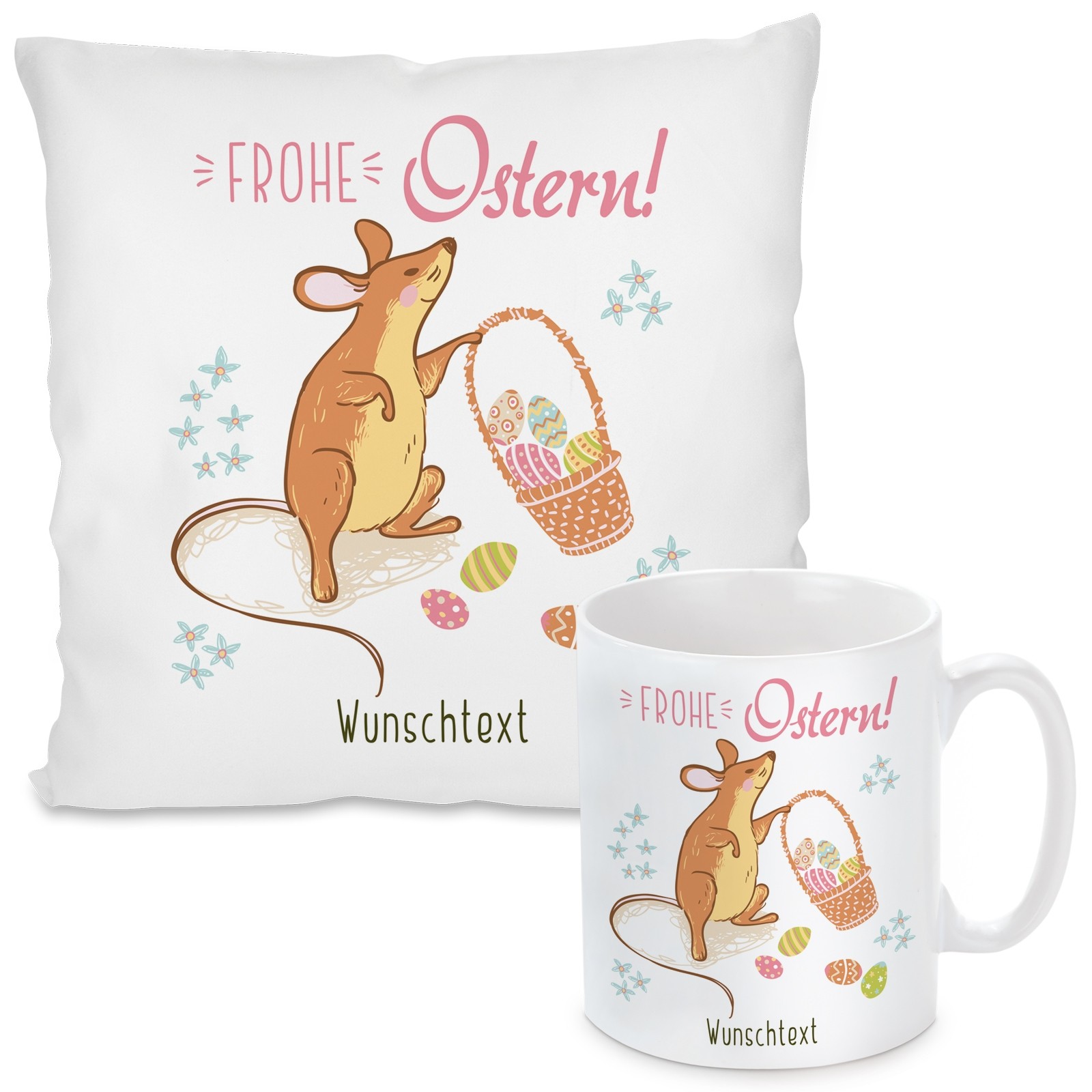 Kissen oder Tasse: Frohe Ostern! (personalisierbar)