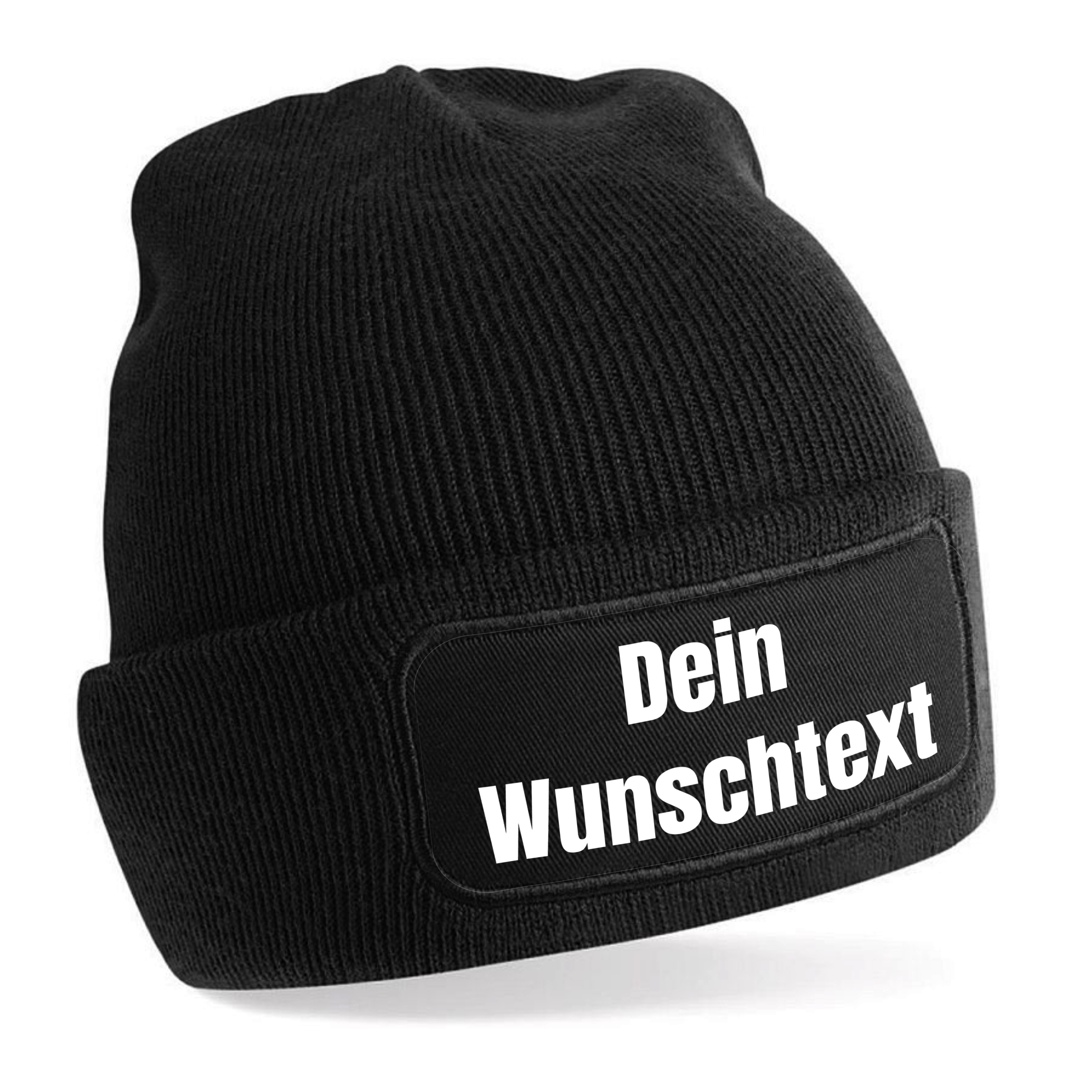 personalisierte Beanie Strickmütze mit Wunschtext | Farbwahl | Unisex SoftTouch angenehm weiche und warme Wintermütze | OneSize Einheitsgröße für Erwachsene