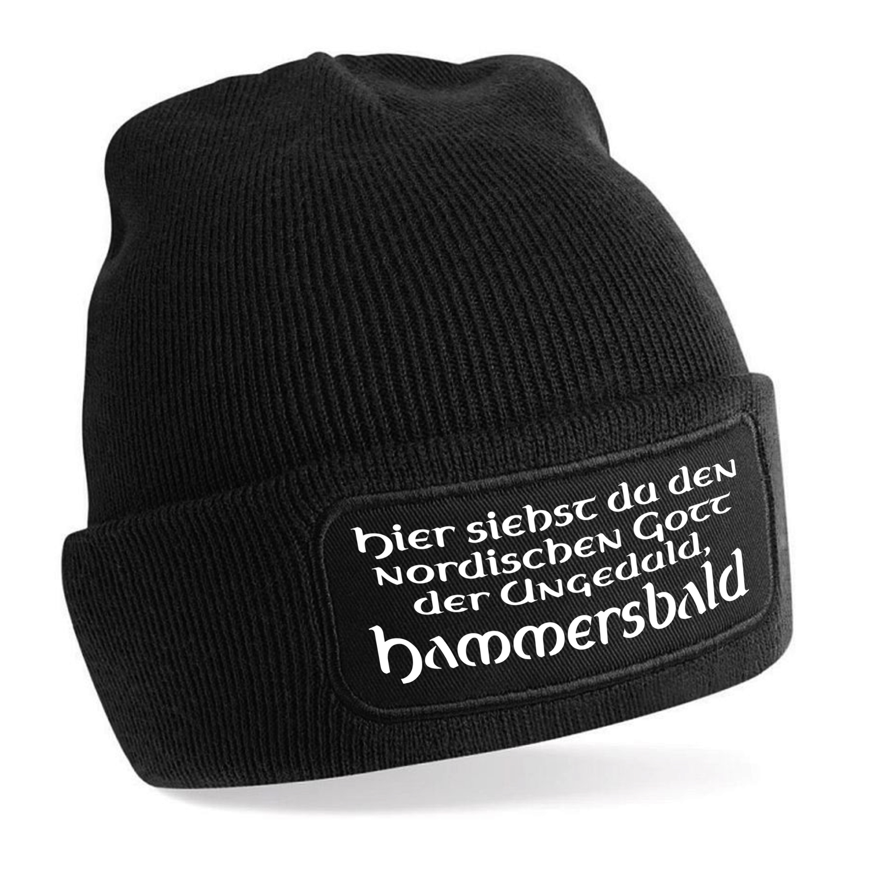 Beanie Strickmütze mit Spruch | Hammersbald | Farbwahl | Unisex SoftTouch angenehm weiche und warme Wintermütze | OneSize Einheitsgröße für Erwachsene