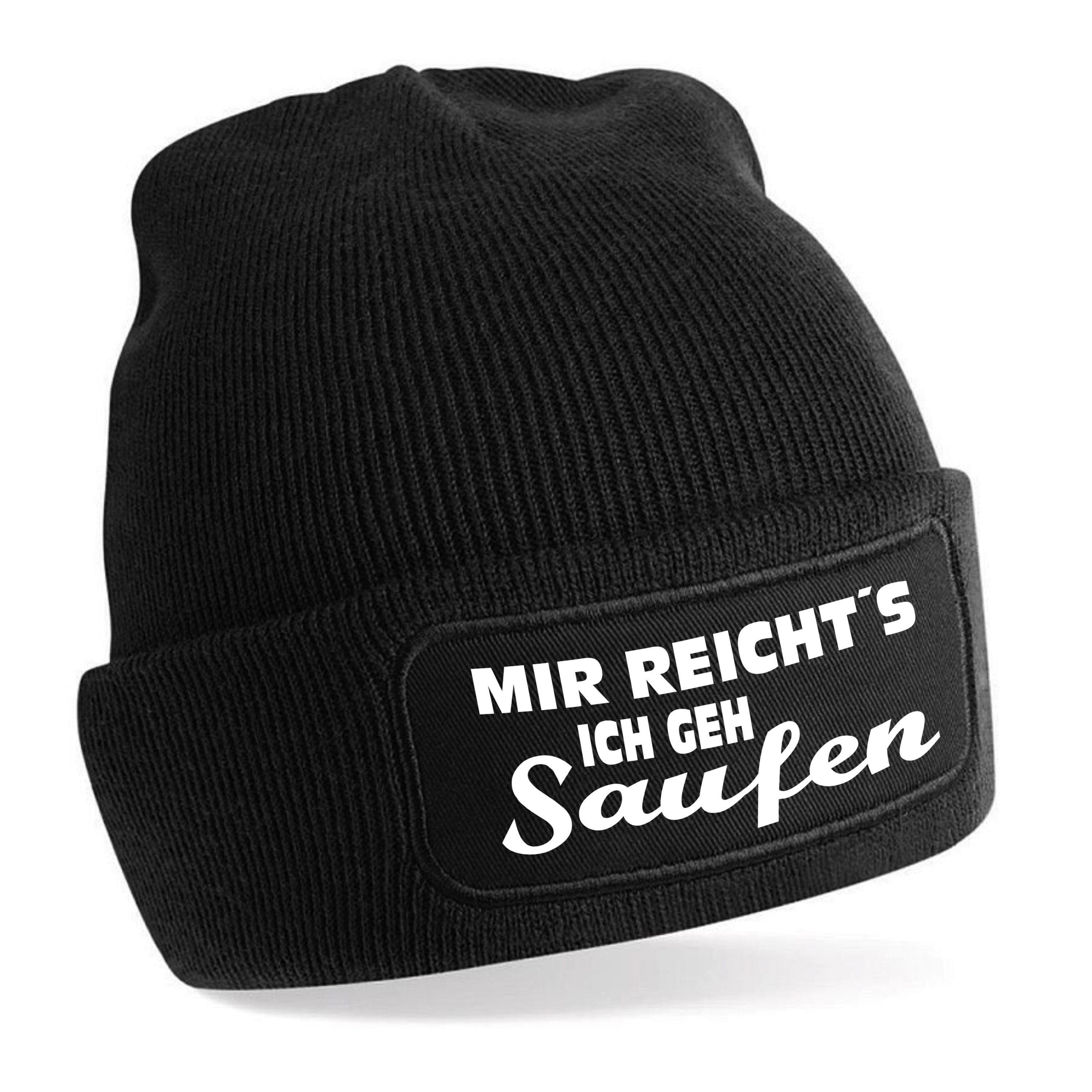 Beanie Strickmütze mit Spruch | Mir reicht´s ich geh Saufen | Farbwahl | Unisex SoftTouch angenehm weiche und warme Wintermütze | OneSize Einheitsgröße für Erwachsene