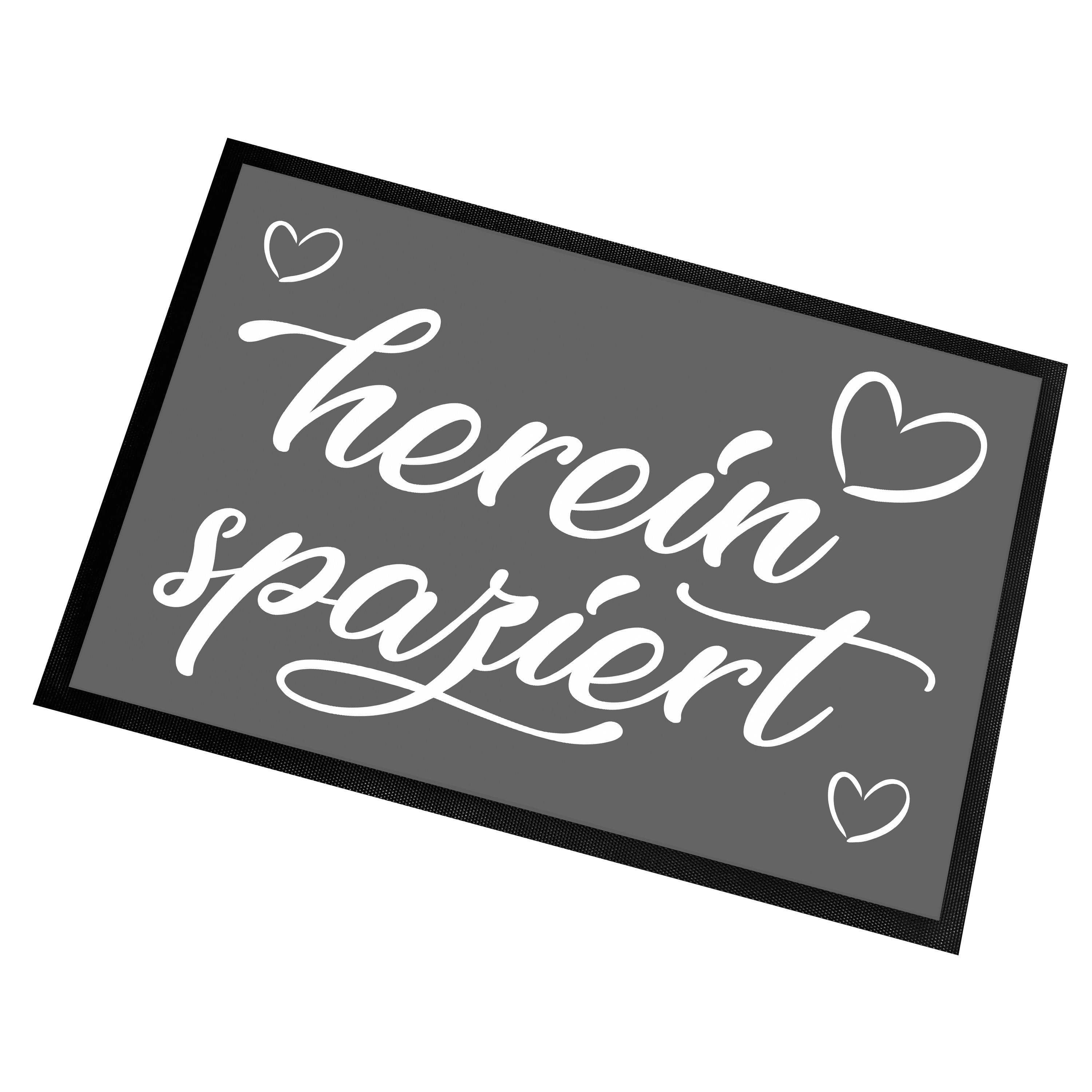 Fußmatte | Türmatte mit Spruch | 60x40cm | hereinspaziert | für innen und außen | Vorleger für die Haustür / Flur | Geschenk zur ersten Wohnung | Einweihung | Made in Germany