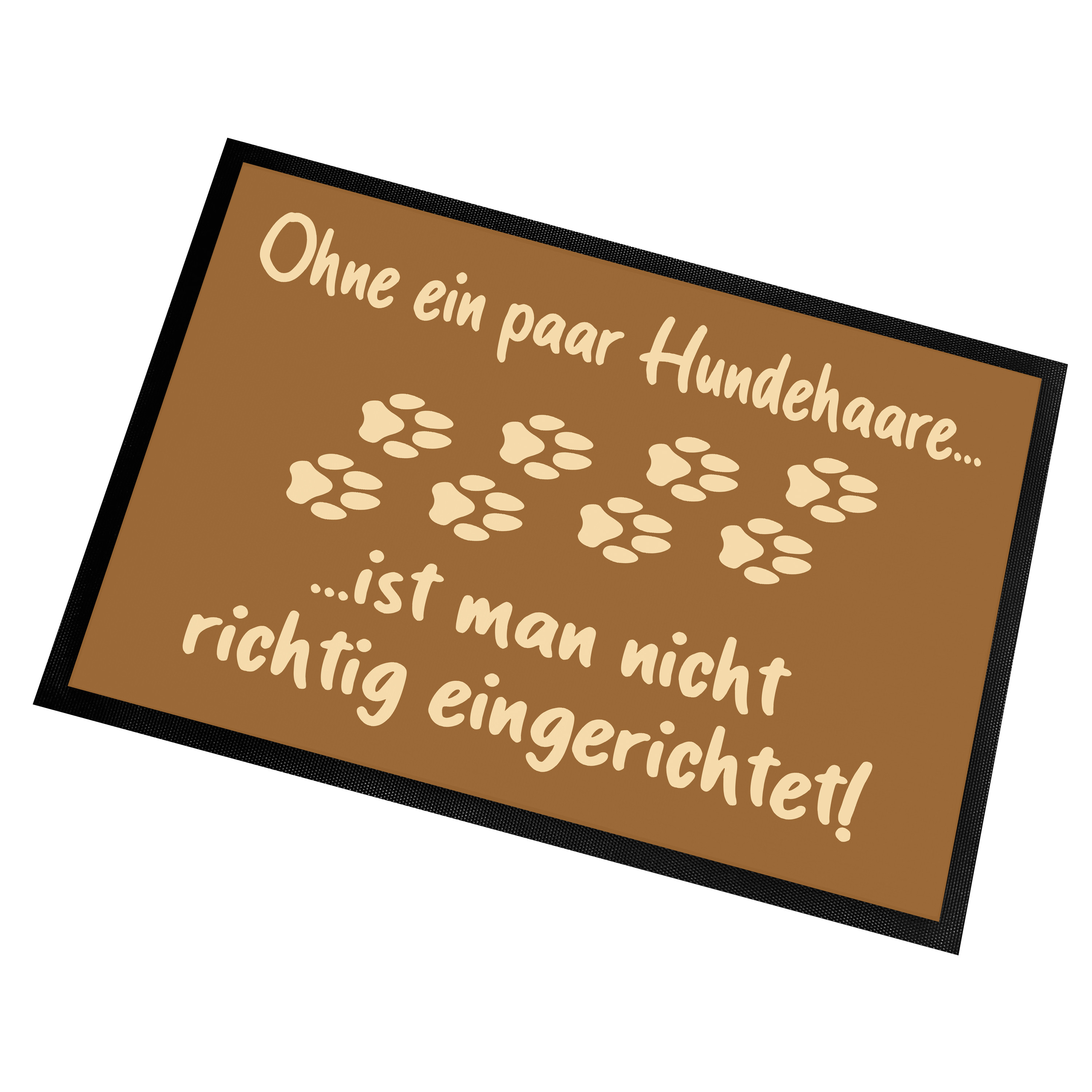 Fußmatte | Türmatte mit Spruch | 60x40cm | Ohne ein paar Hundehaare ist man nicht richtig eingerichtet | für innen und außen | Vorleger für die Haustür Flur | Geschenk zur ersten Wohnung | Einweihung