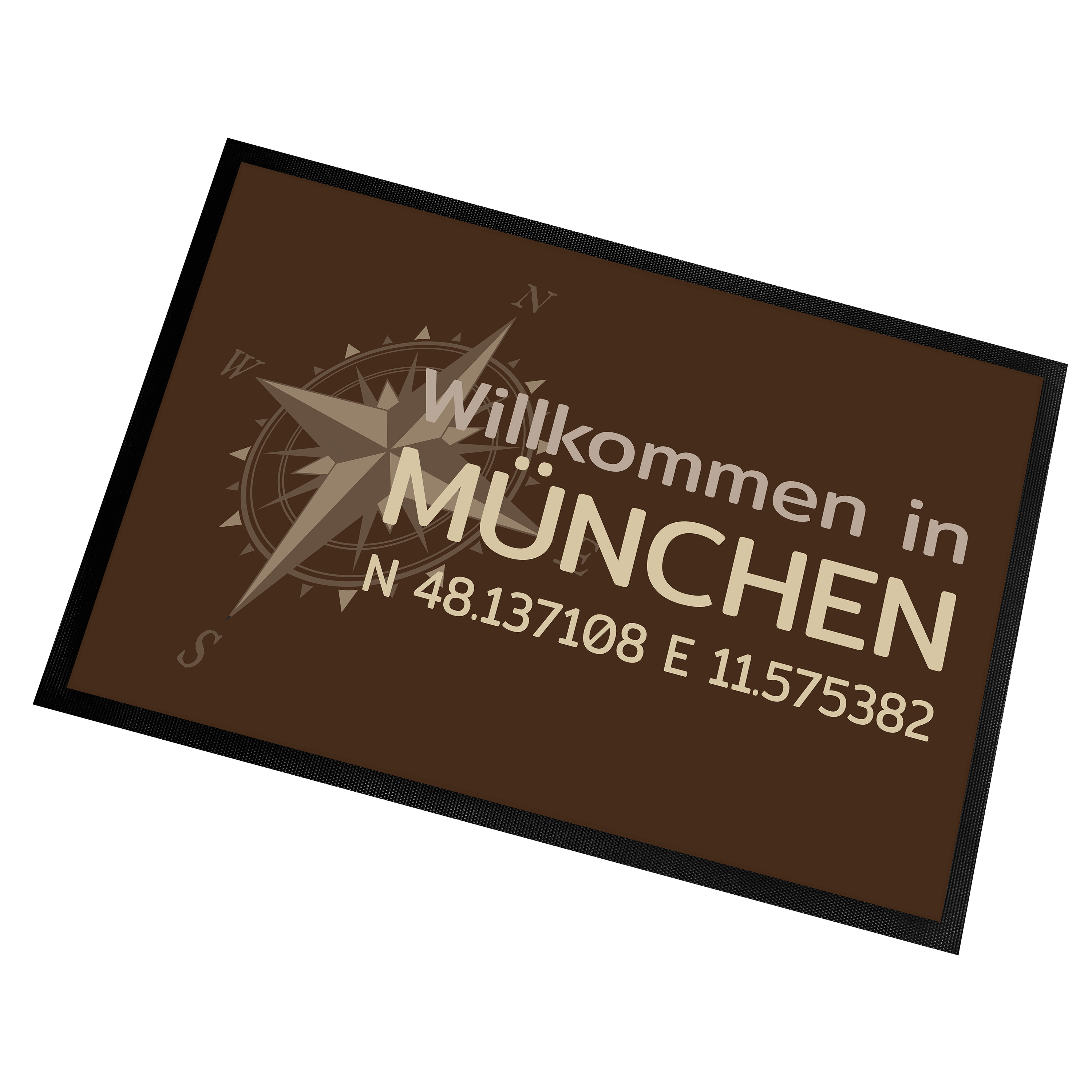 personalisierte Fußmatte | Türmatte mit Wunschort und Koordinaten deiner Stadt | 60x40cm | für innen und außen | Vorleger für die Haustür / Flur | Geschenk zur ersten Wohnung | Einweihung