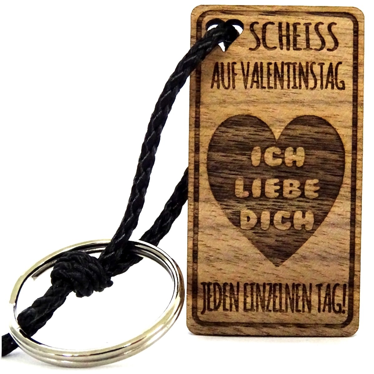 Scheiss auf Valentinstag Lieblingsmensch® Schlüsselanhänger aus Holz Modell 