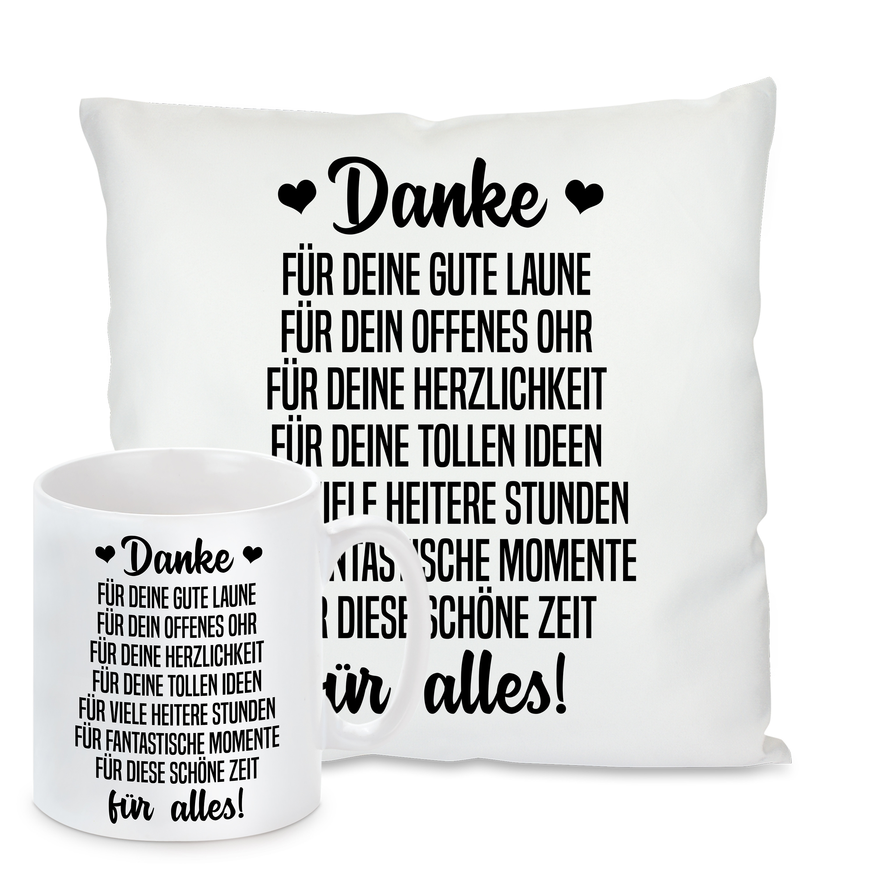 Kissen oder Tasse: Danke für Alles
