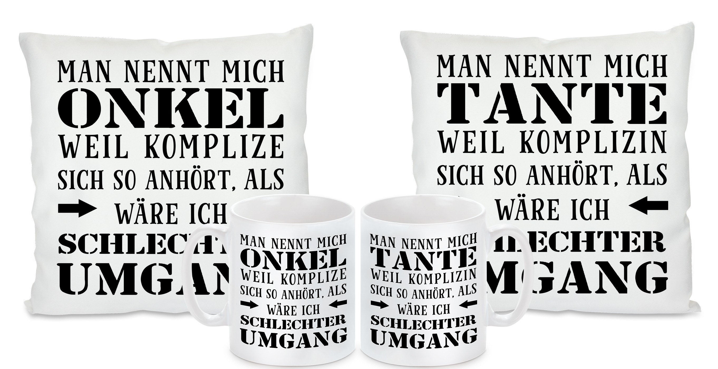 Tasse mit Motiv - Schlechter Umgang - Tante & Onkel