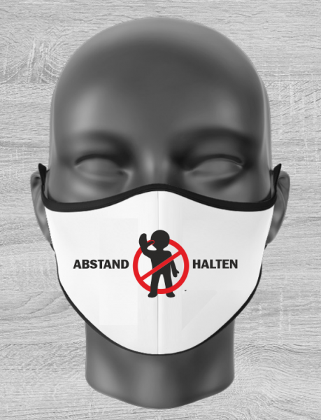  Mund Nase Maske Kind mit "ABSTAND HALTEN-Motiv" und Gummizug