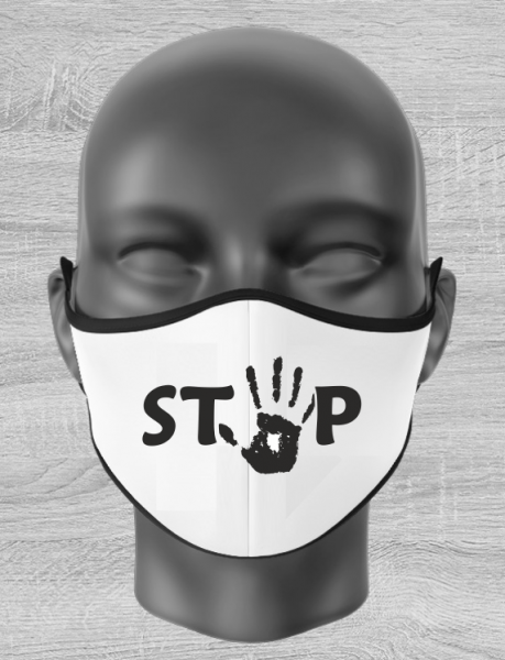  Mund Nase Maske Kind mit "STOP-Motiv" und Gummizug