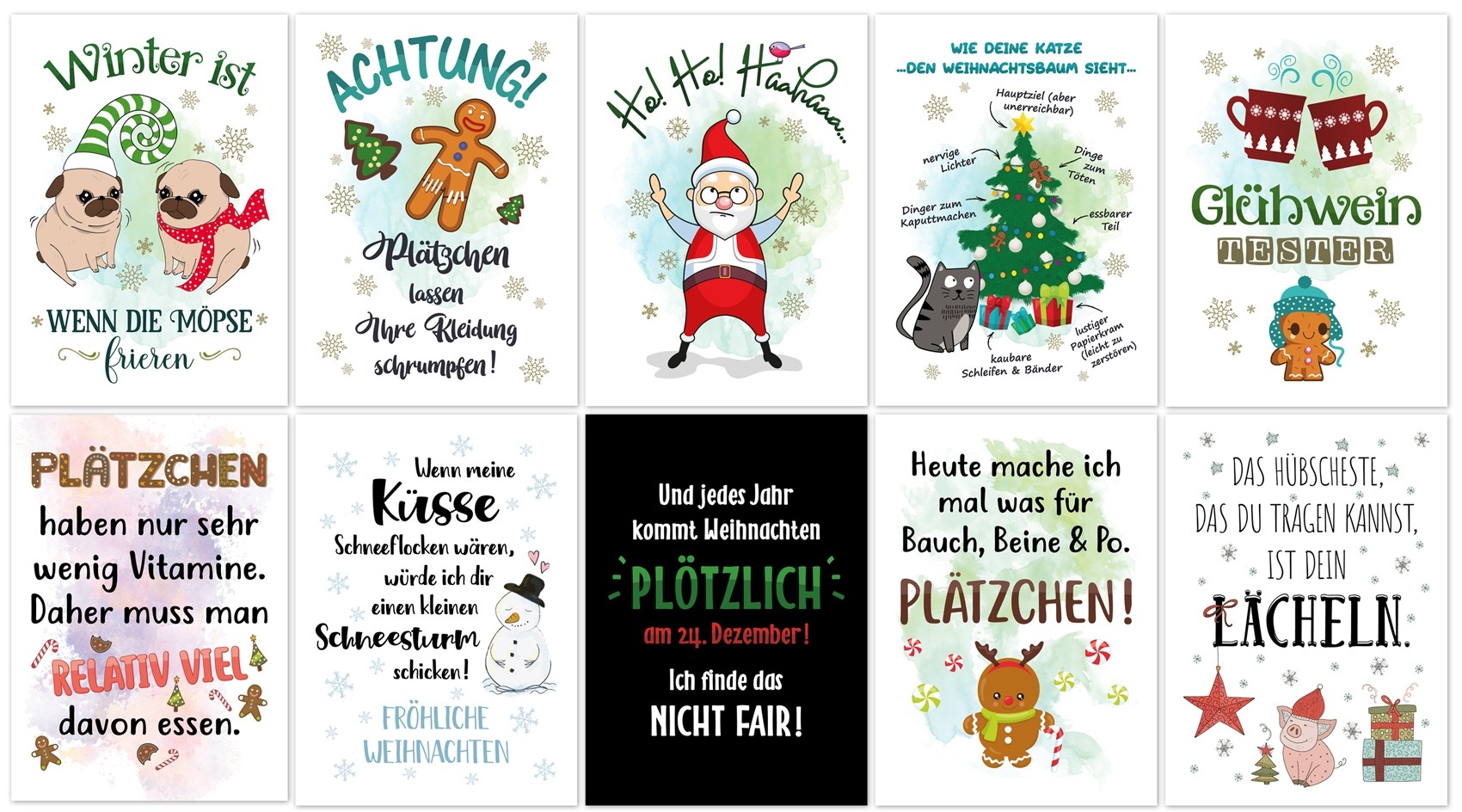 Weihnachts-Postkarten, 10 Stück