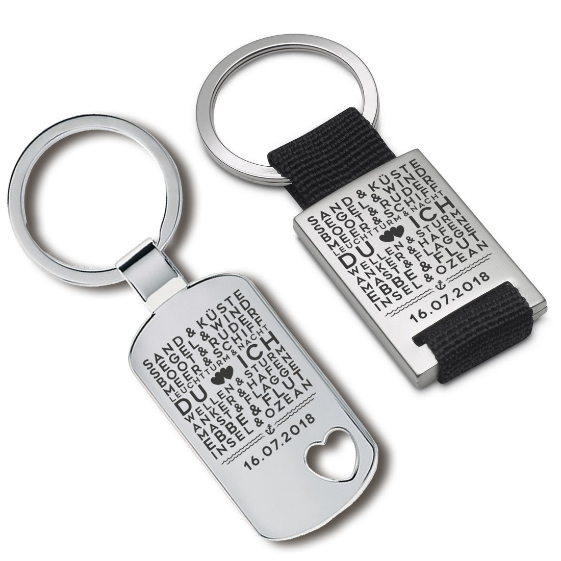 Metall Schlüsselanhänger - Du & Ich - individualisierbar