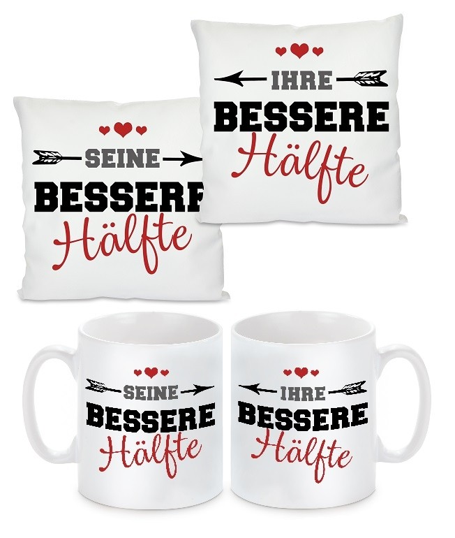 2er Set Kissen oder Tasse: Bessere Hälfte