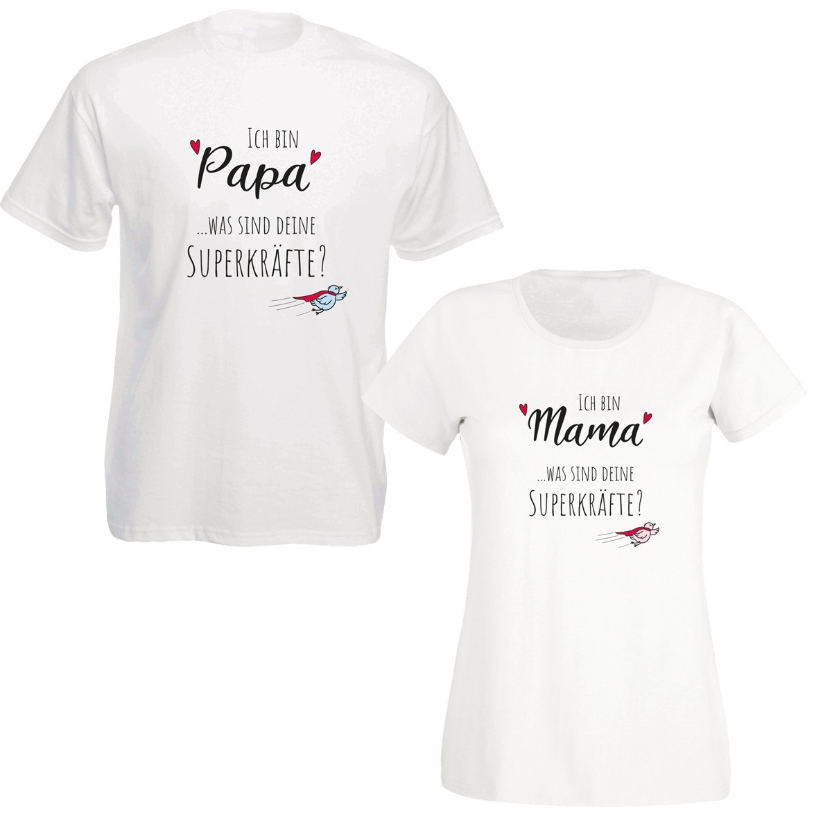 Familienshirt weiss - Superkräfte für Mama und Papa