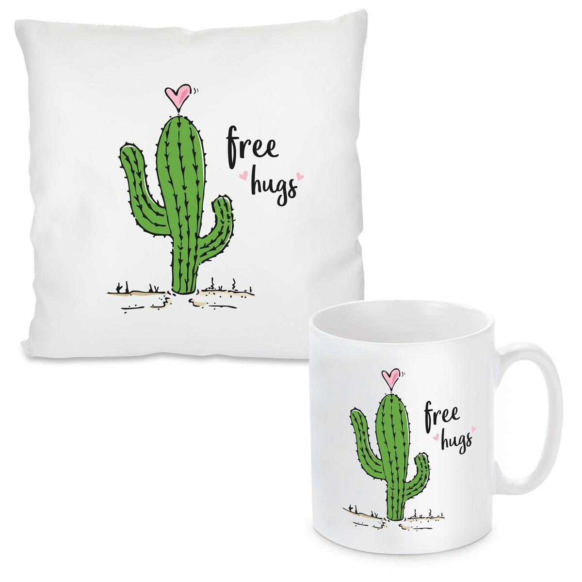 Kissen oder Tasse mit Motiv Modell: Free hugs