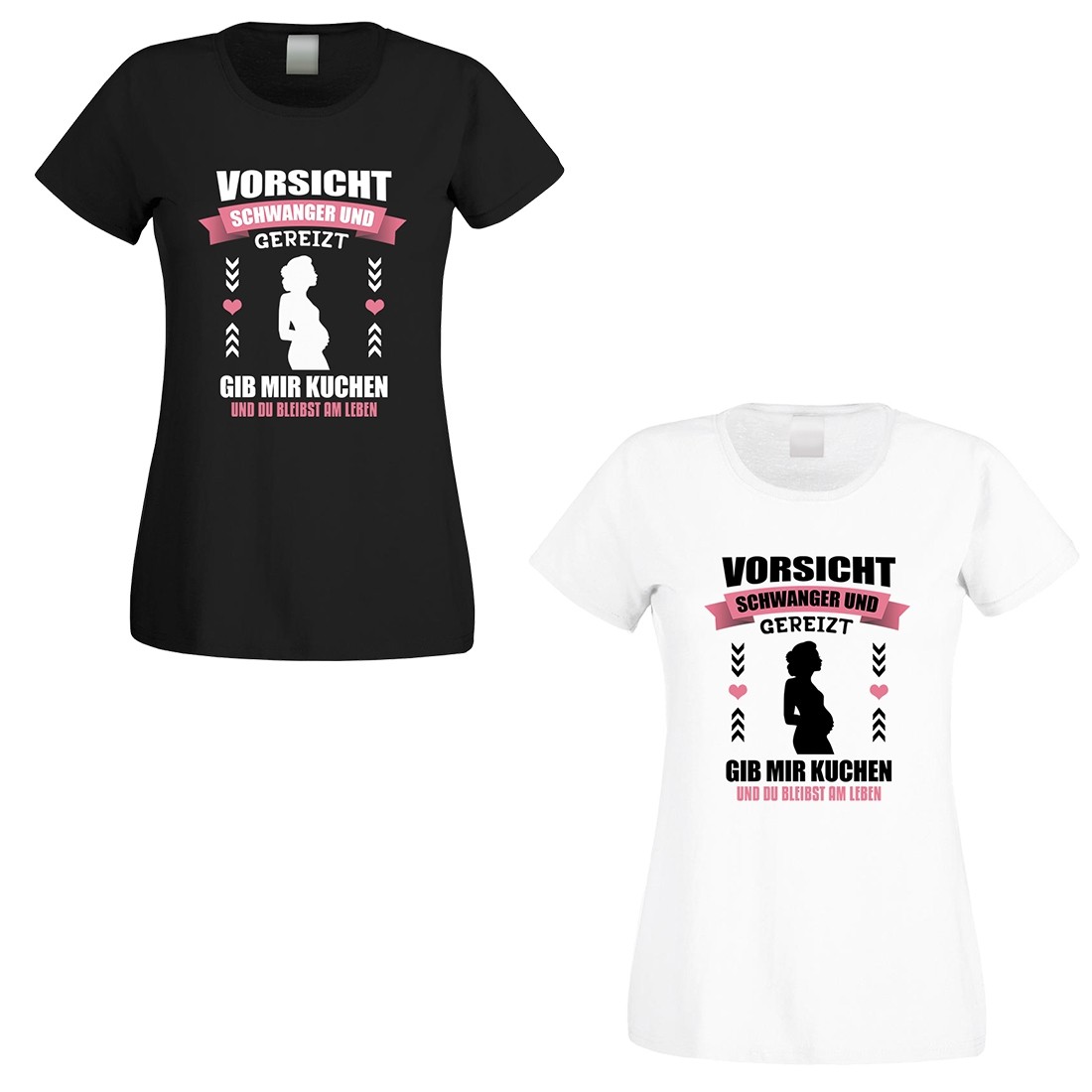 Damenshirt weiß oder schwarz - Vorsicht schwanger und gereizt