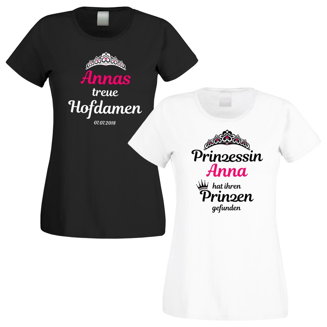 Shirts zum Junggesellinnenabschied - Prinzessin und Hofdamen - individualisierbar