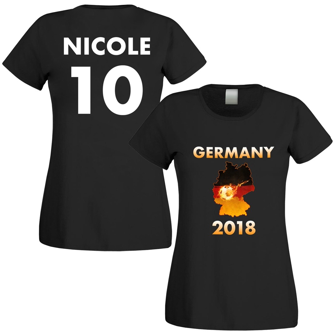 WM-Shirt schwarz - als Tanktop, Babybody, Kinder, Damen oder Herrenshirt - Feuerball Deutschlandkarte