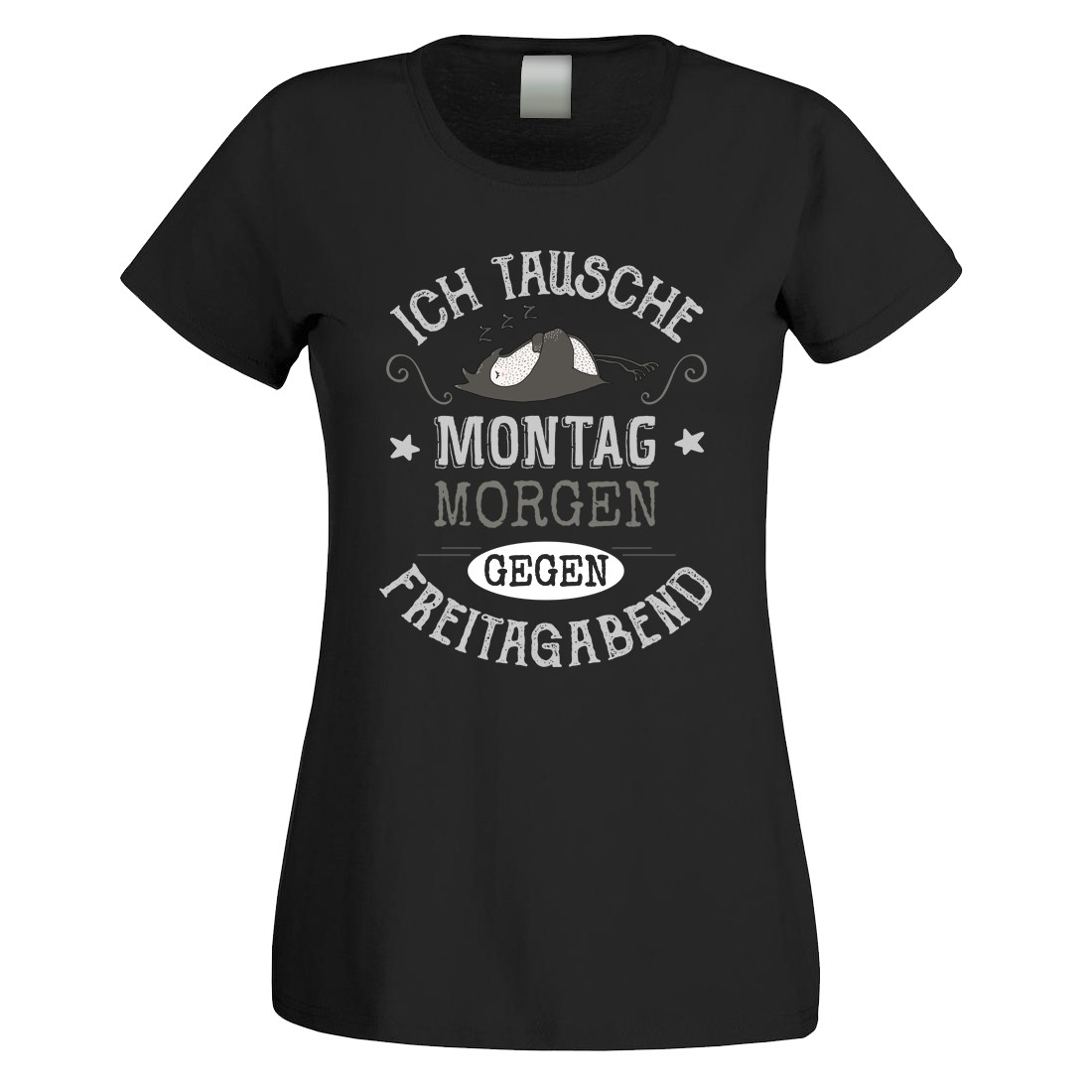 Funshirt weiß oder schwarz, als Tanktop oder Shirt - Tausche Montagmorgen gegen Freitagabend.