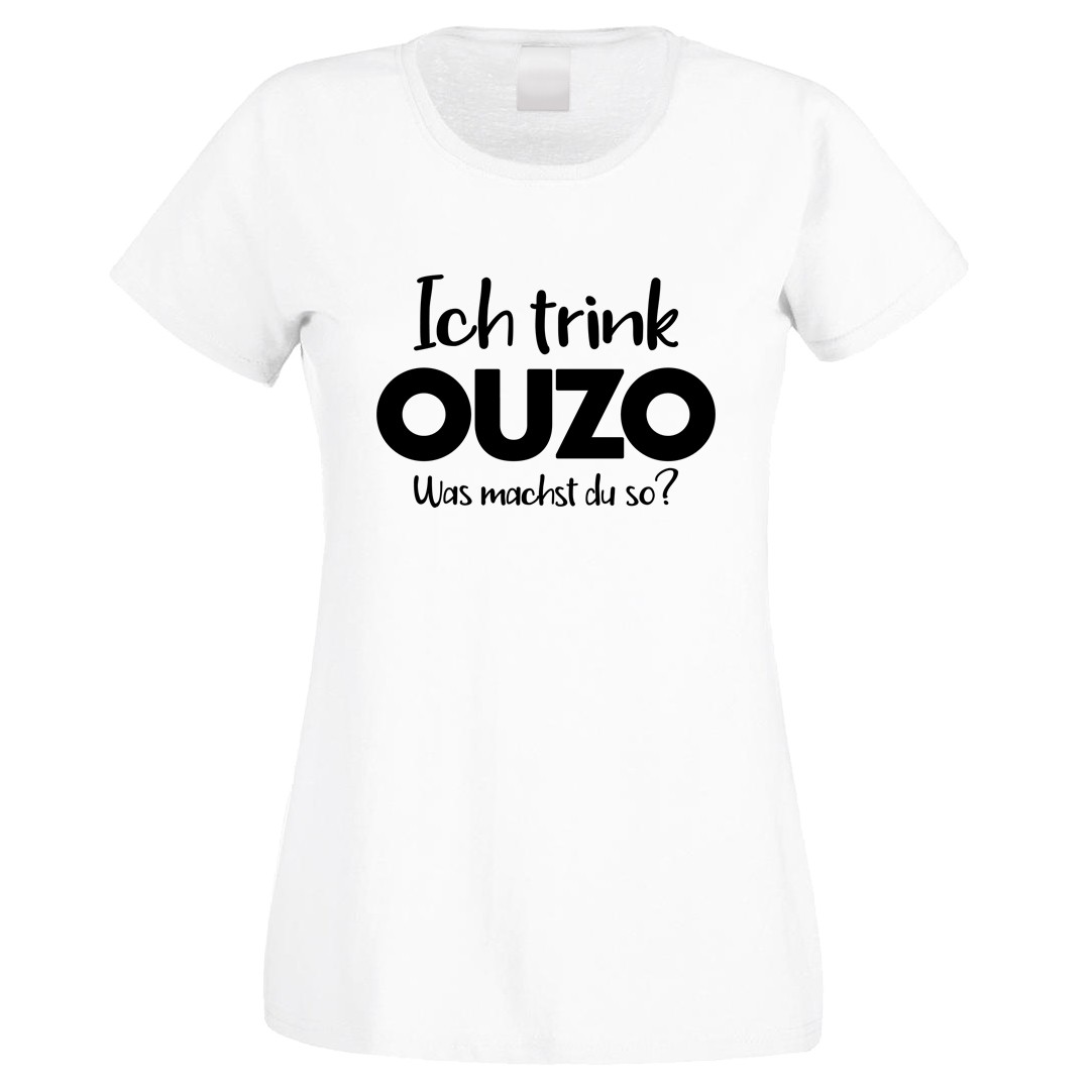 Funshirt weiß oder schwarz, als Tanktop oder Shirt - Ich trink Ouzo