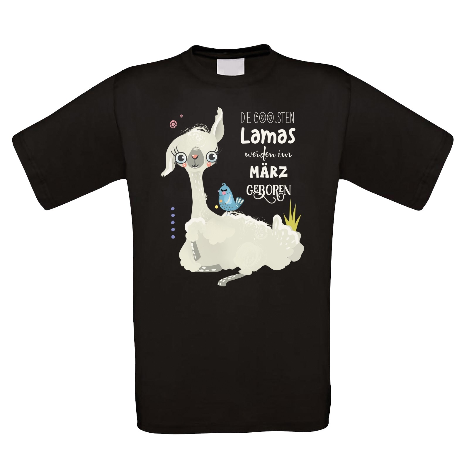 Funshirt weiß oder schwarz, als Tanktop oder Shirt - Die coolsten Lamas werden im (Monat auswählbar) geboren.
