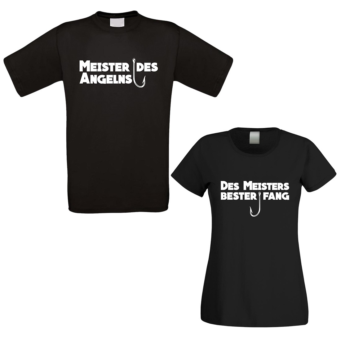 Partner Funshirts weiß oder schwarz - MEISTER DES ANGELNS / DES MEISTERS BESTER FANG