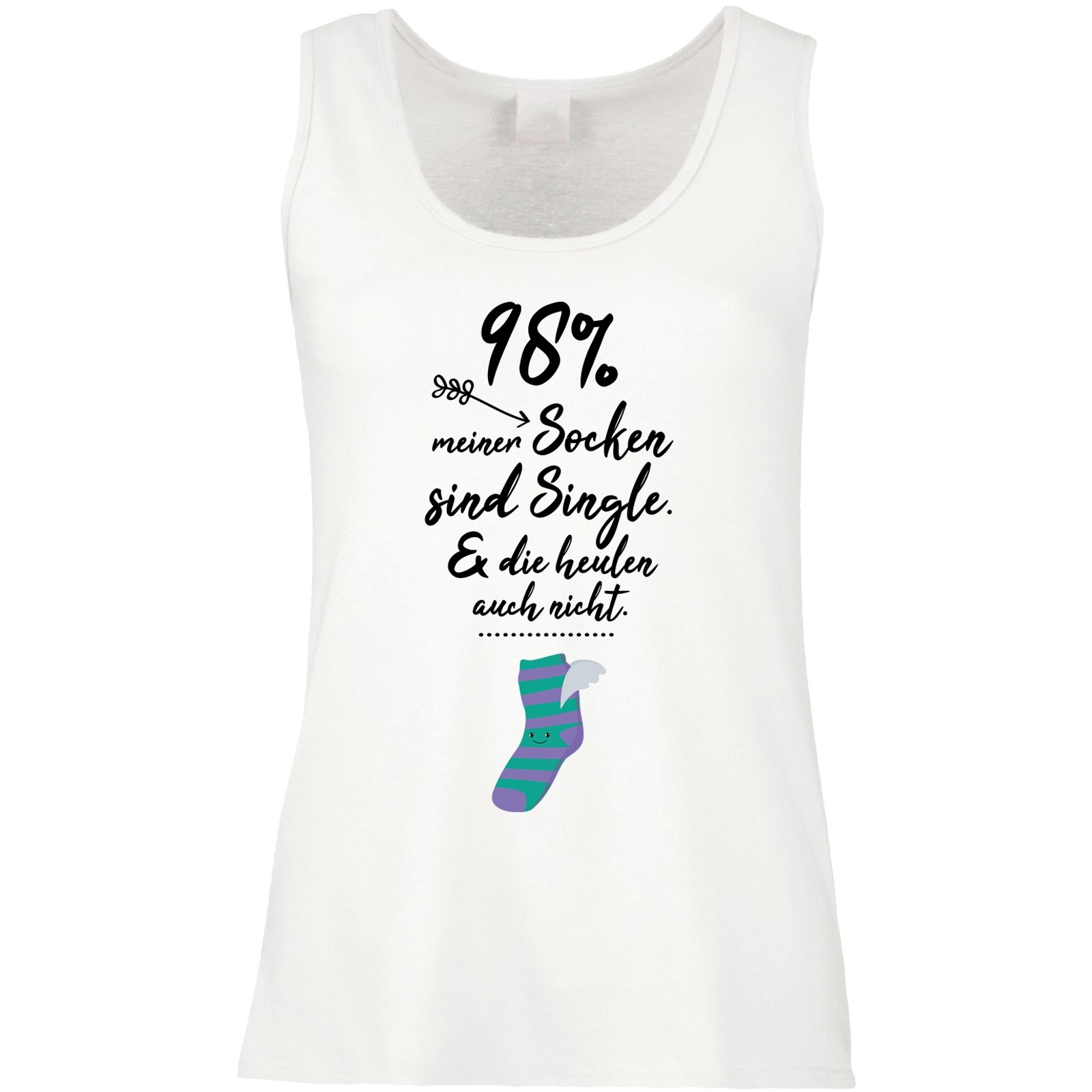 Funshirt weiß oder schwarz, als Tanktop oder Shirt - 98% meiner Socken sind Single.....