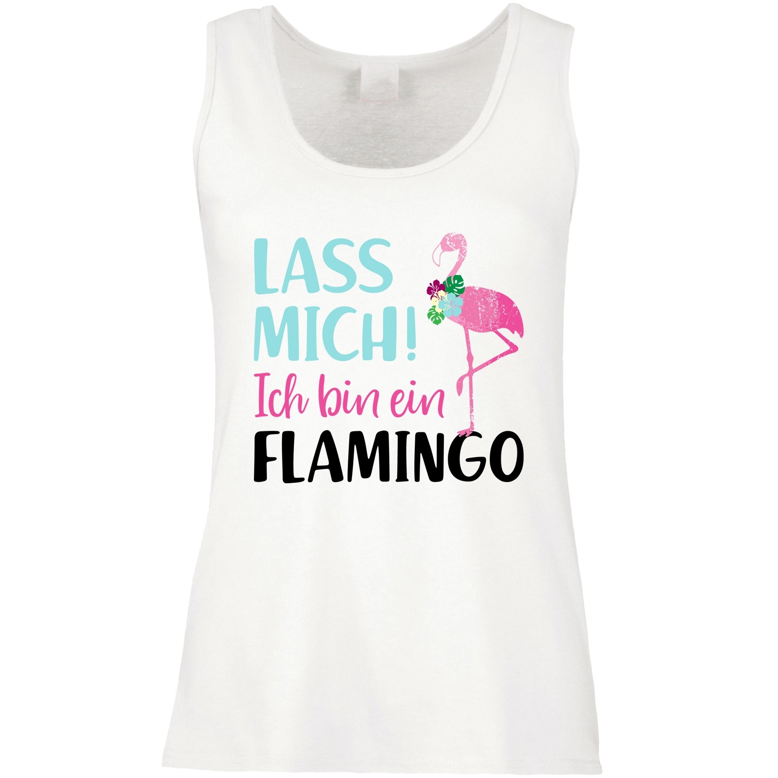 Funshirt weiß oder schwarz, als Tanktop oder Shirt - Ich bin ein Flamingo