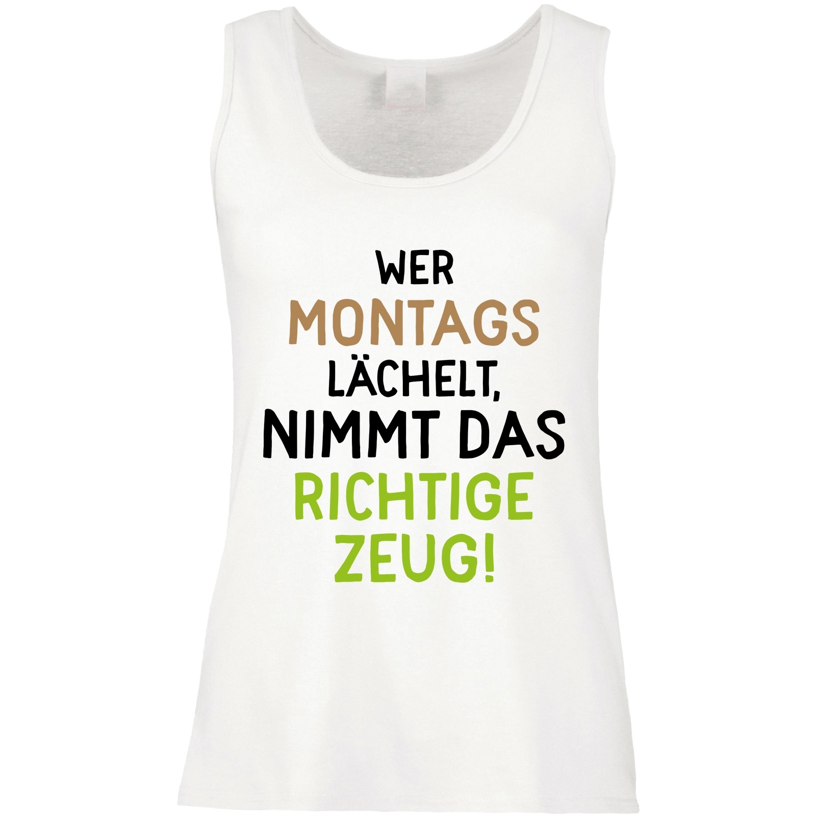 Funshirt weiß oder schwarz - als Tanktop, oder Shirt - Wer montags lächelt ...