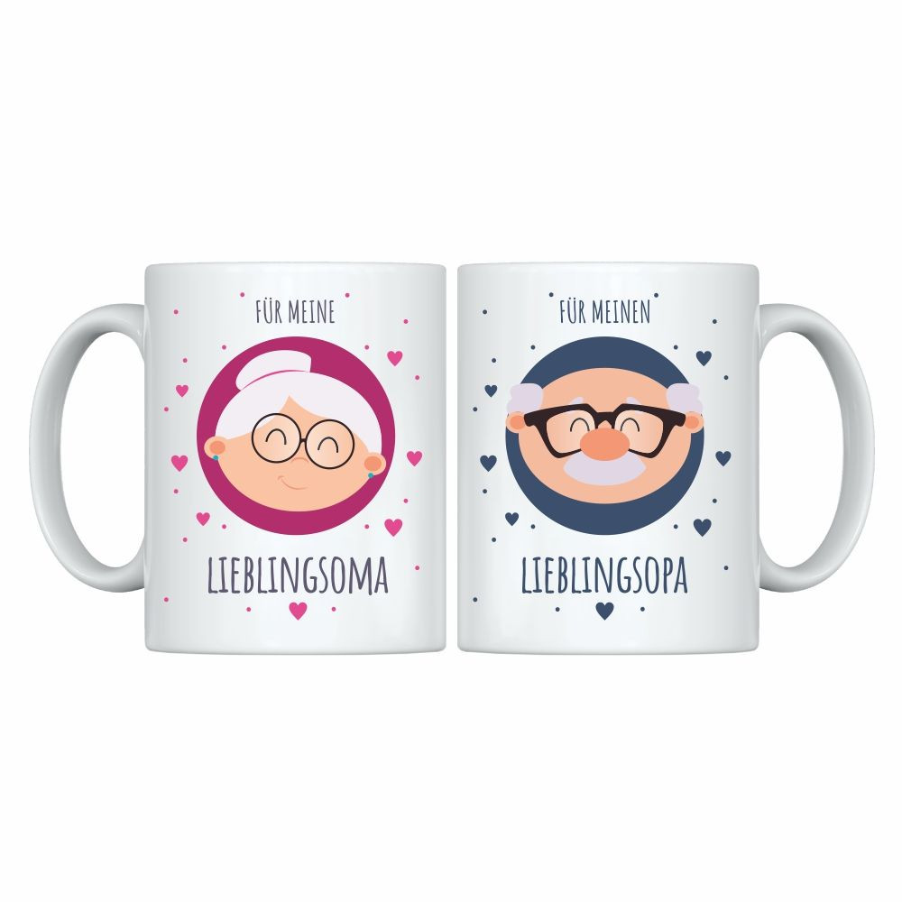  Tassen-Set "Für meine Lieblingsoma" & "Für meinen Lieblingsopa"