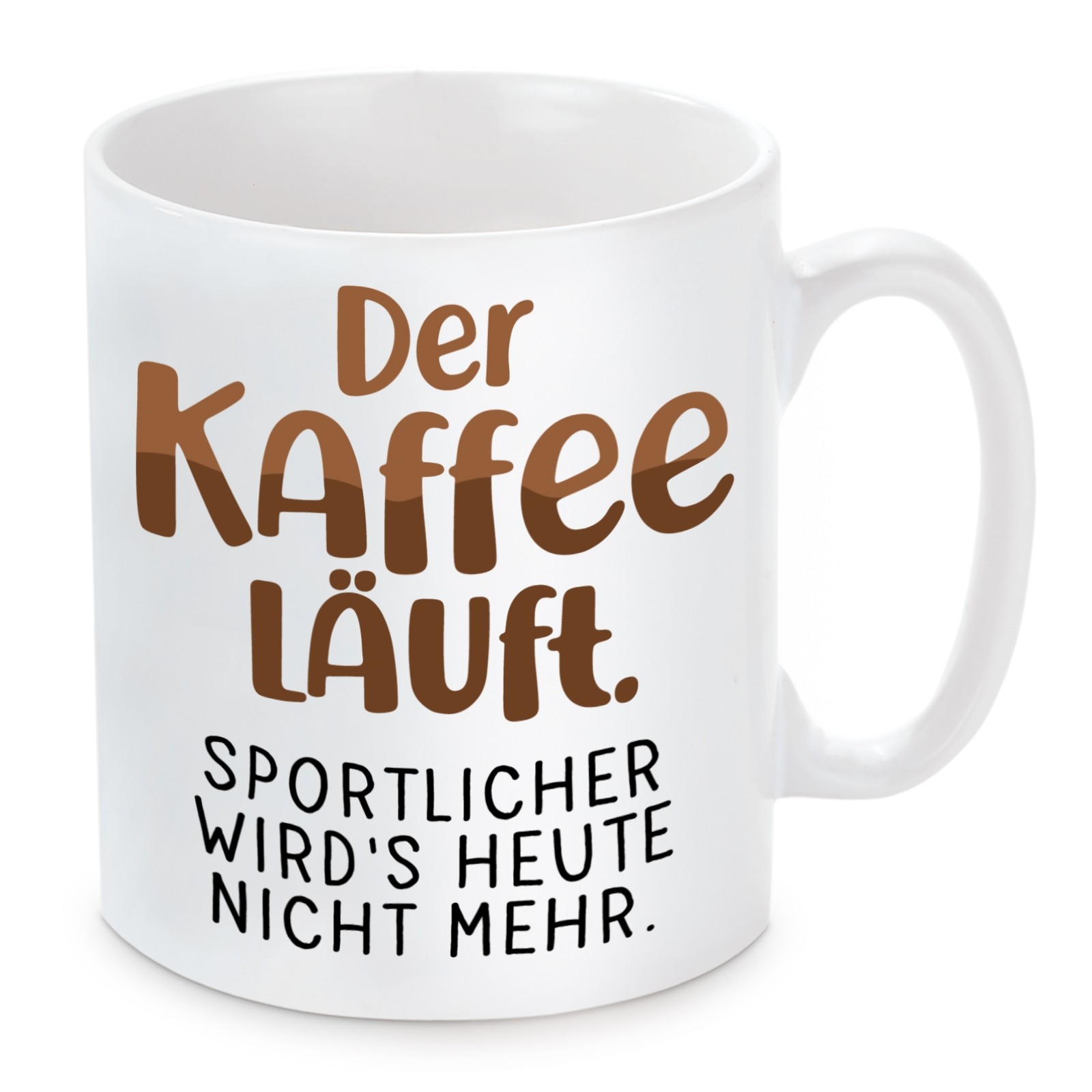 Tasse Modell: Der Kaffee läuft. Sportlicher wird's heute nicht mehr.