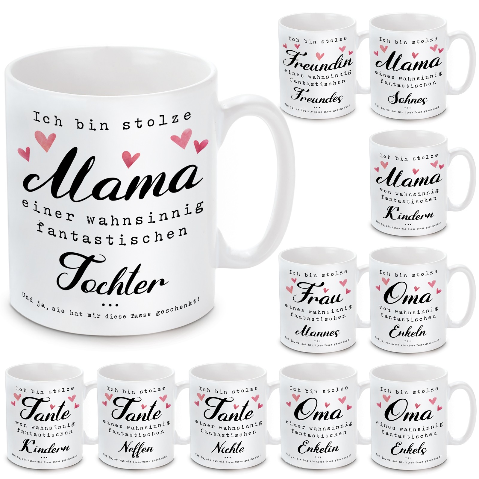 Tasse: Ich bin stolze Mama / Oma / Tante / Frau / Freundin ...